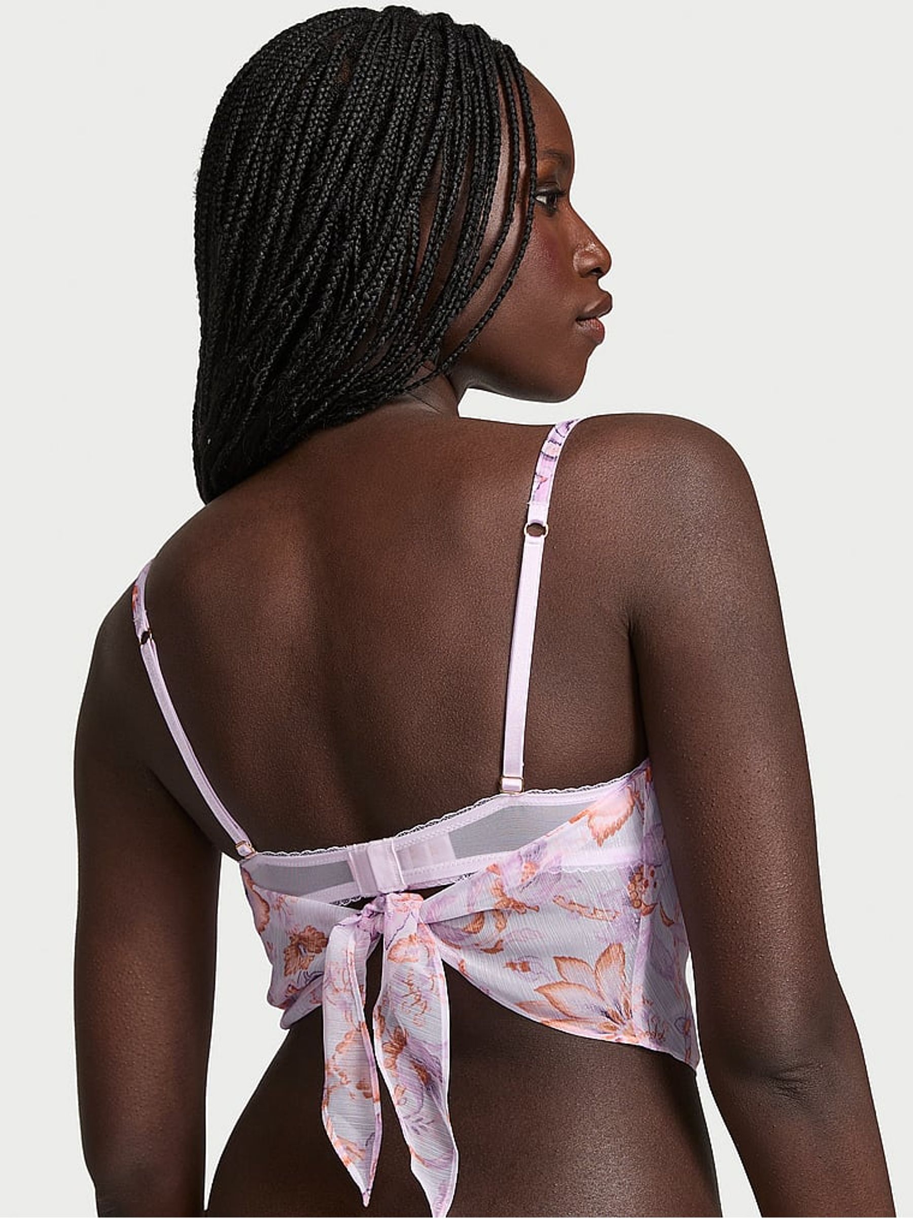 Delicate Violet Purple Blossom Chiffon Handkerchief Bra Top - Image 2 of 3