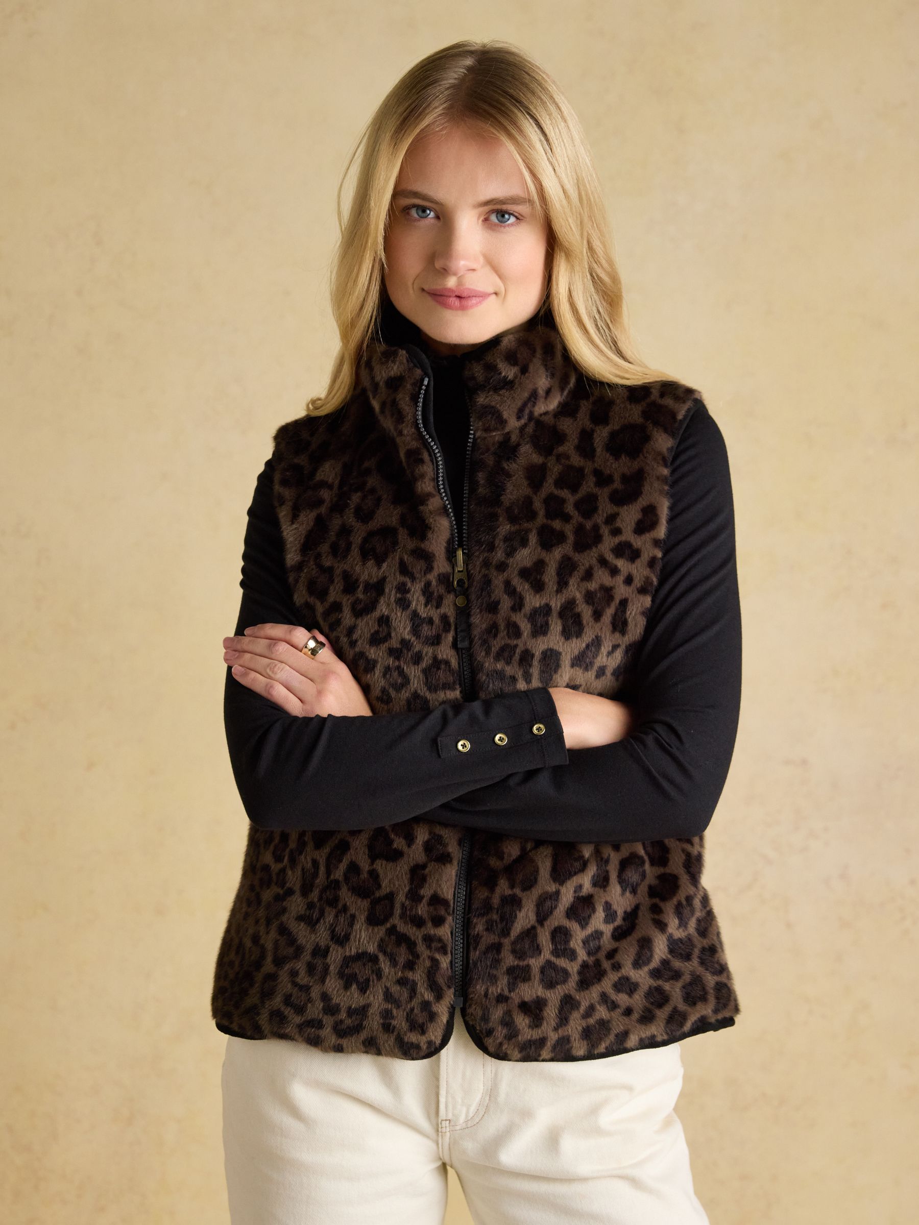 Reversible Faux Fur Black & Brown Padded Gilet - Image 3 of 11
