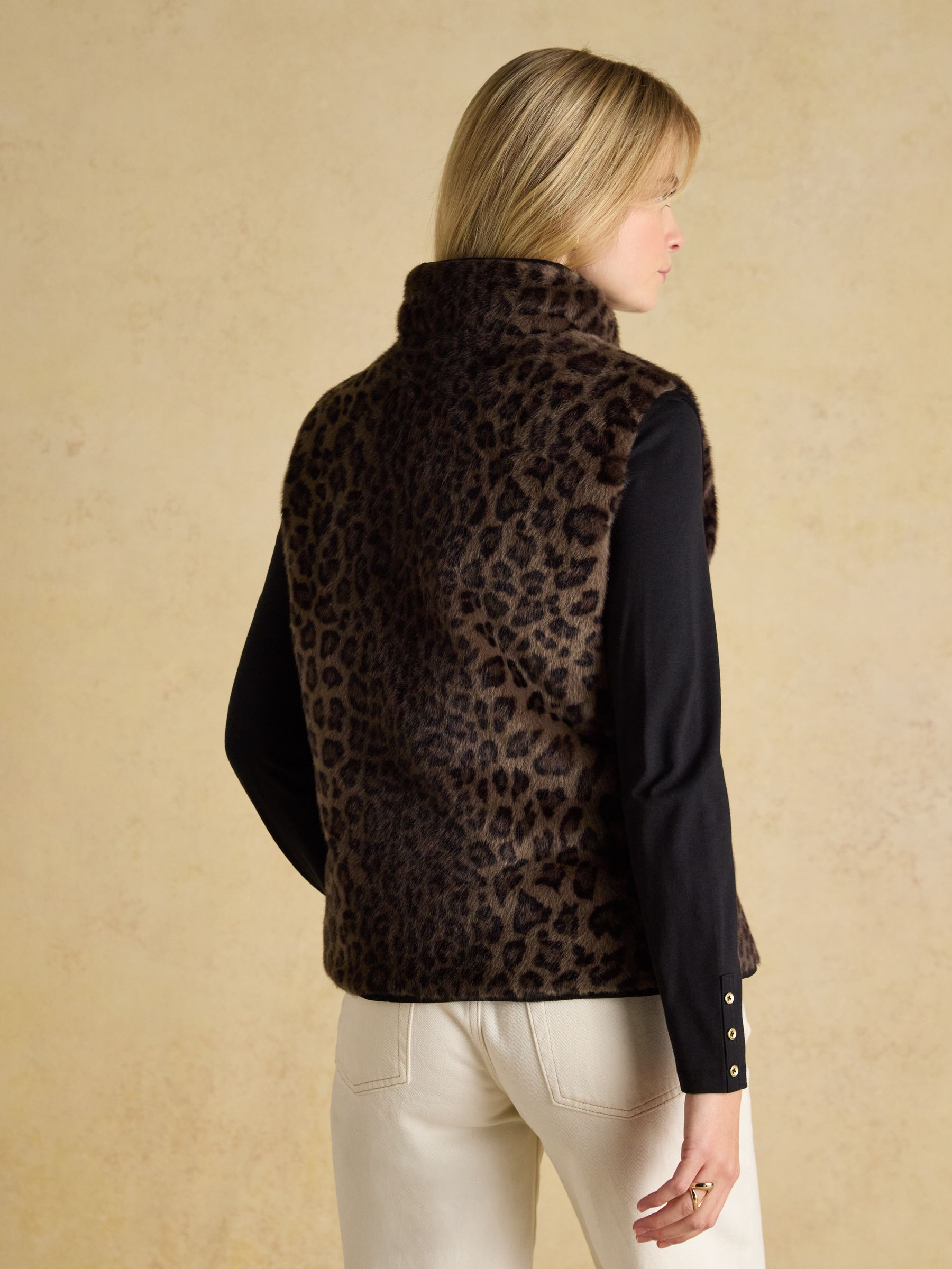 Reversible Faux Fur Black & Brown Padded Gilet - Image 4 of 11