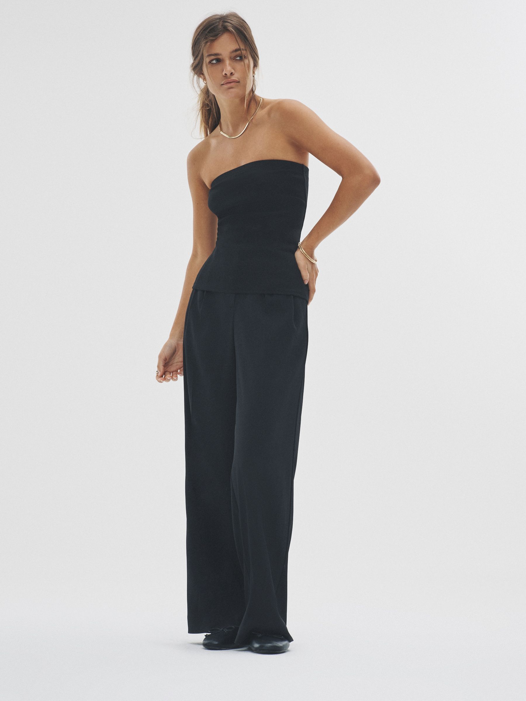 Black/Grey - 2 Pack Wide Leg Pleated Trousers - Image 1 of 8