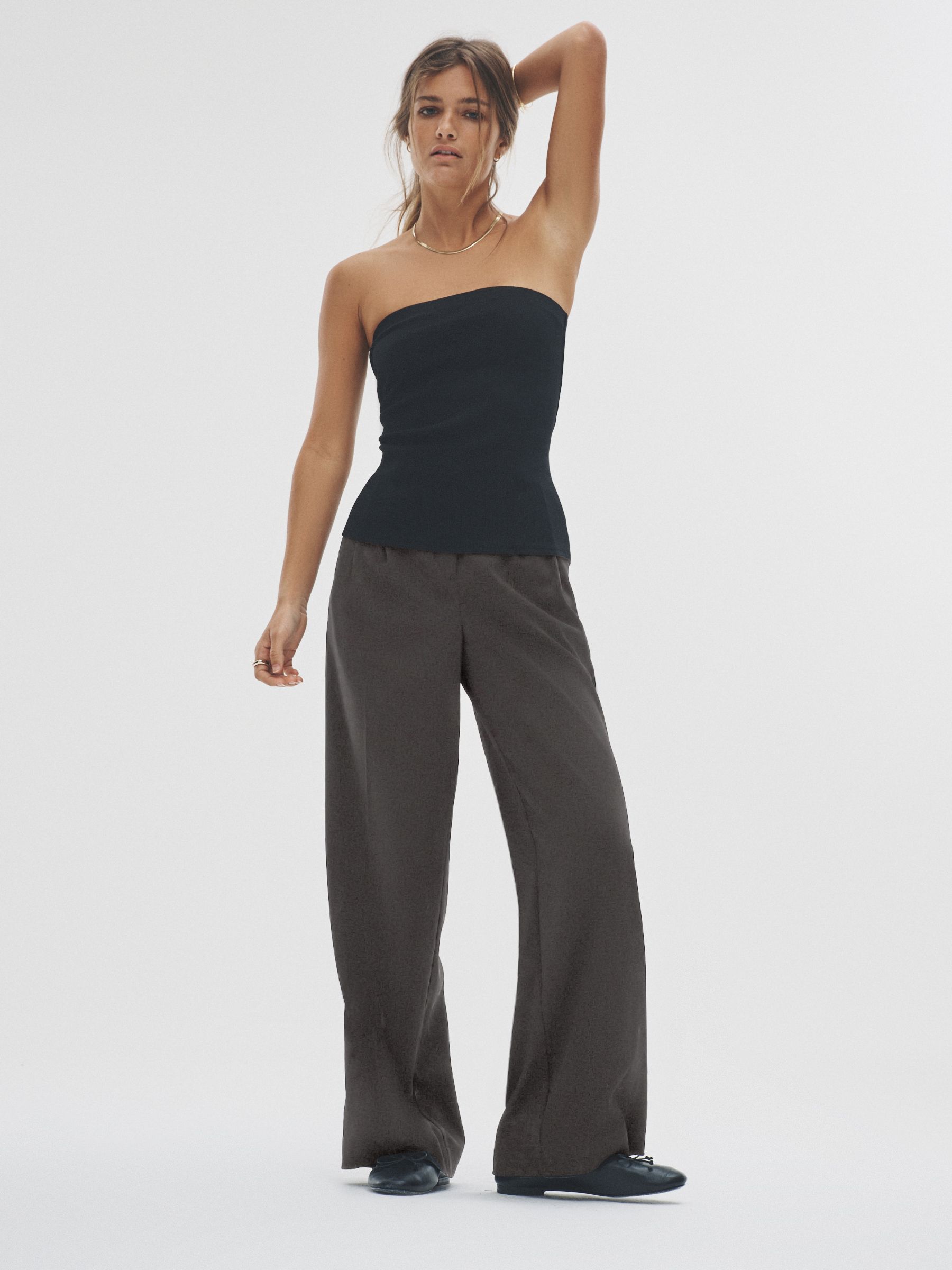 Black/Grey - 2 Pack Wide Leg Pleated Trousers - Image 4 of 8