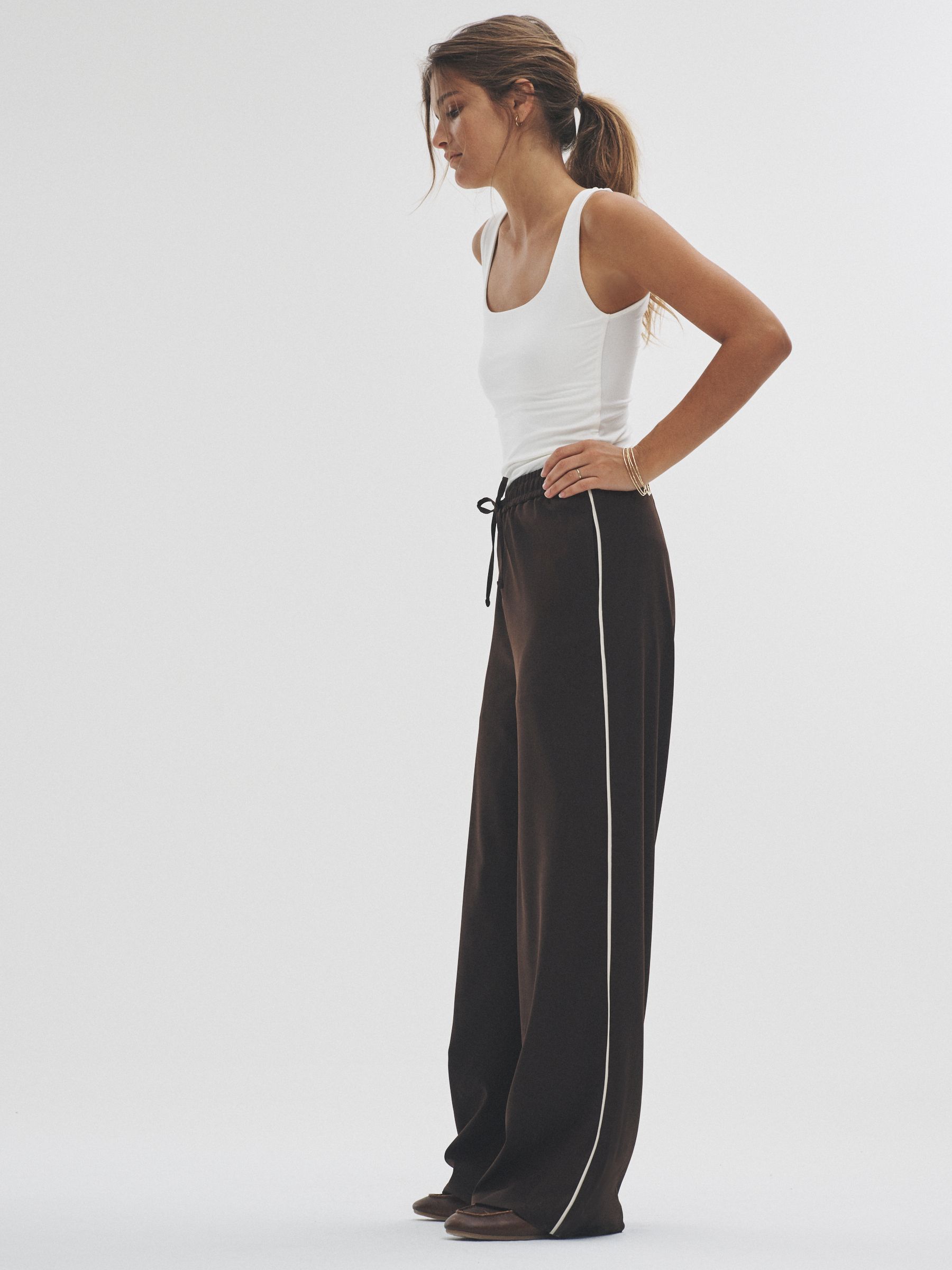 Chocolate Brown/Black - 2 Pack Wide Leg Trousers - Image 1 of 10