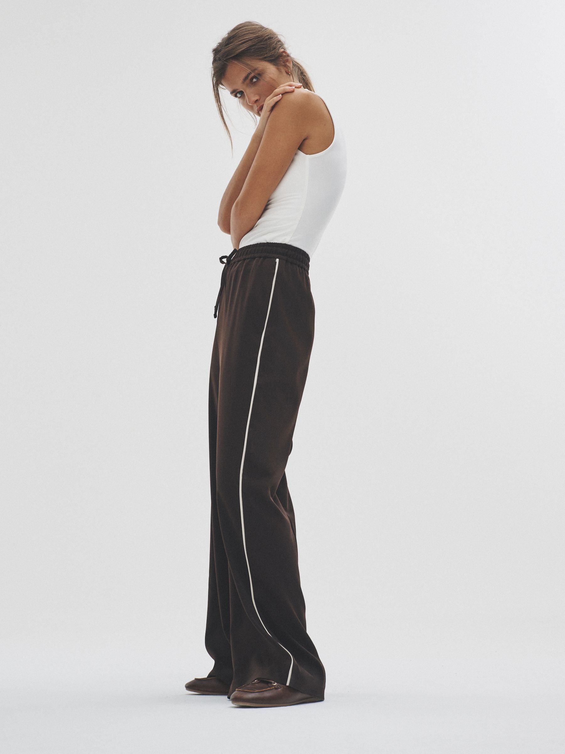 Chocolate Brown/Black - 2 Pack Wide Leg Trousers - Image 4 of 10