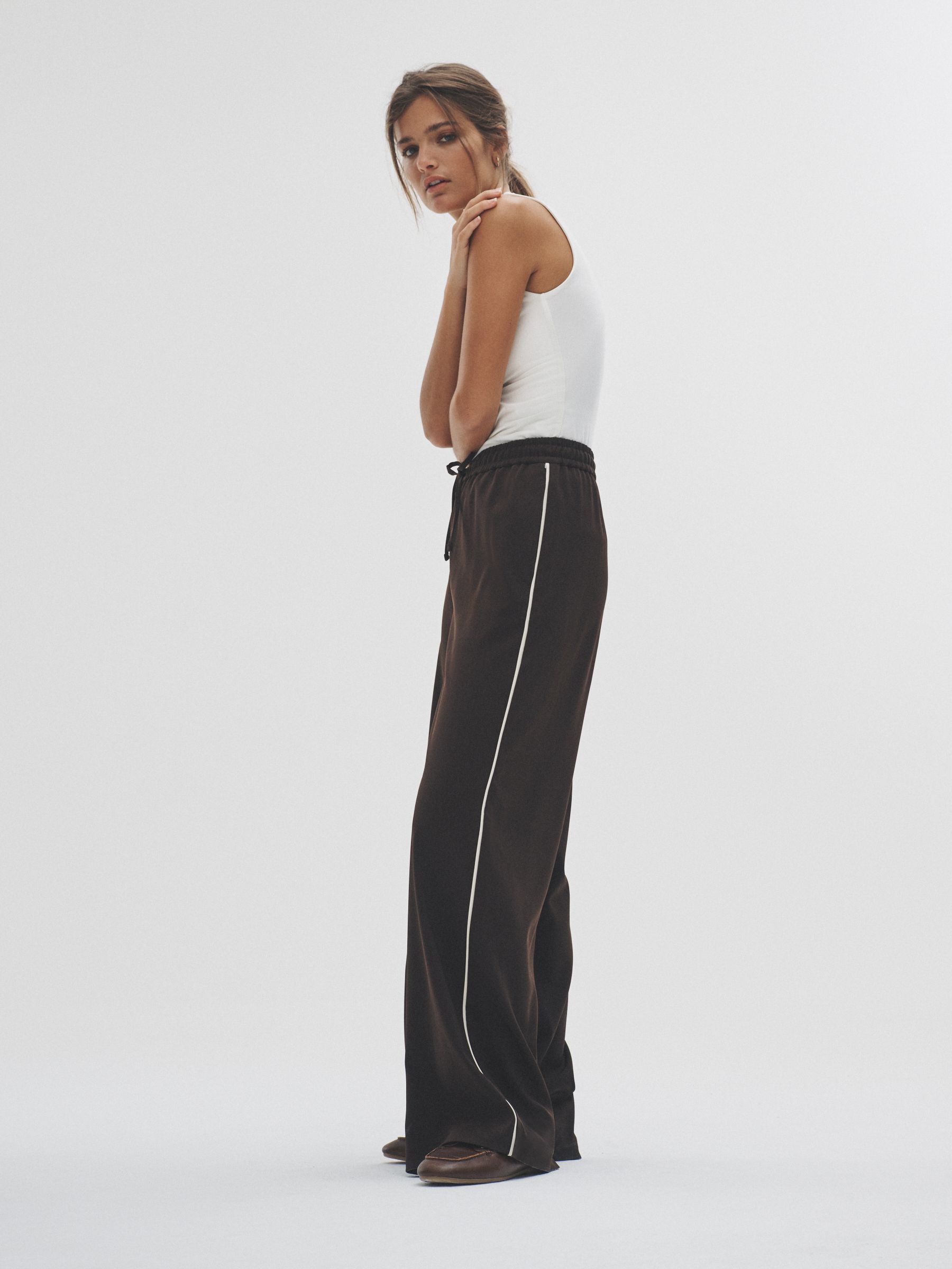 Chocolate Brown/Black - 2 Pack Wide Leg Trousers - Image 5 of 10