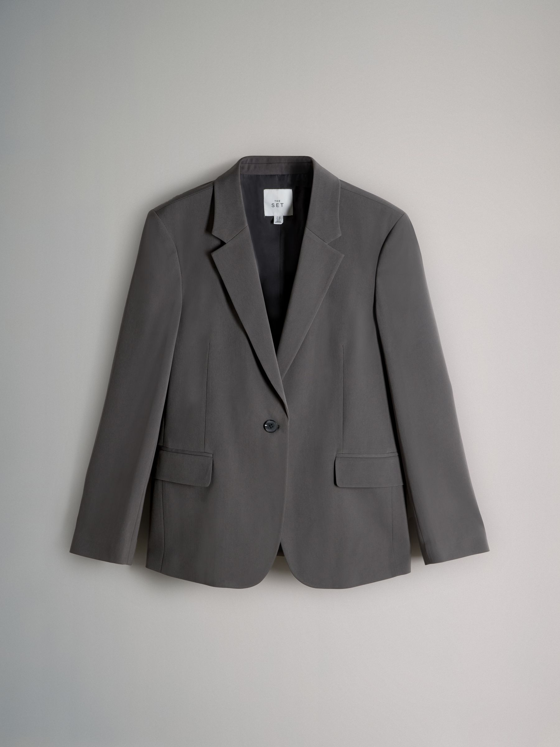 Dark Grey - Single Breasted Blazer - Image 2 of 9