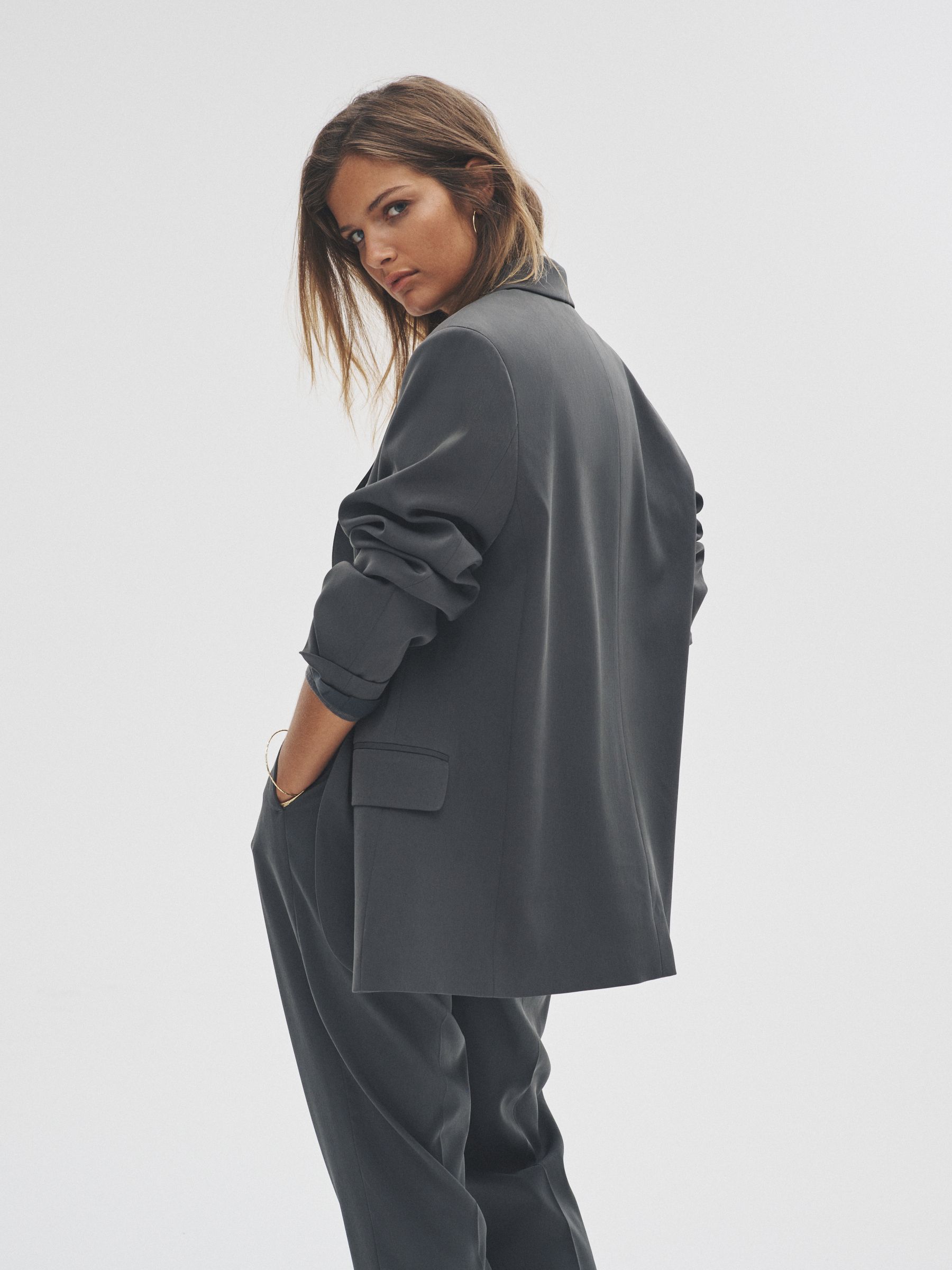Dark Grey - Single Breasted Blazer - Image 3 of 9