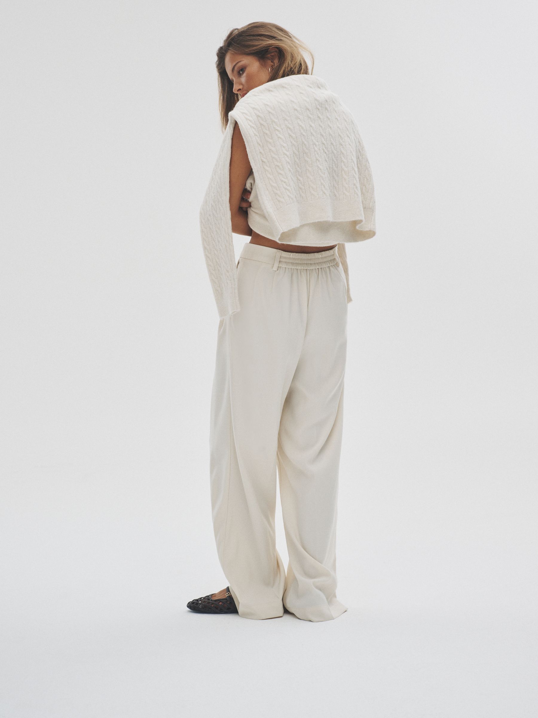 Cream/Neutral Brown - 2 Pack Wide Leg Pleated Trousers - Image 4 of 11