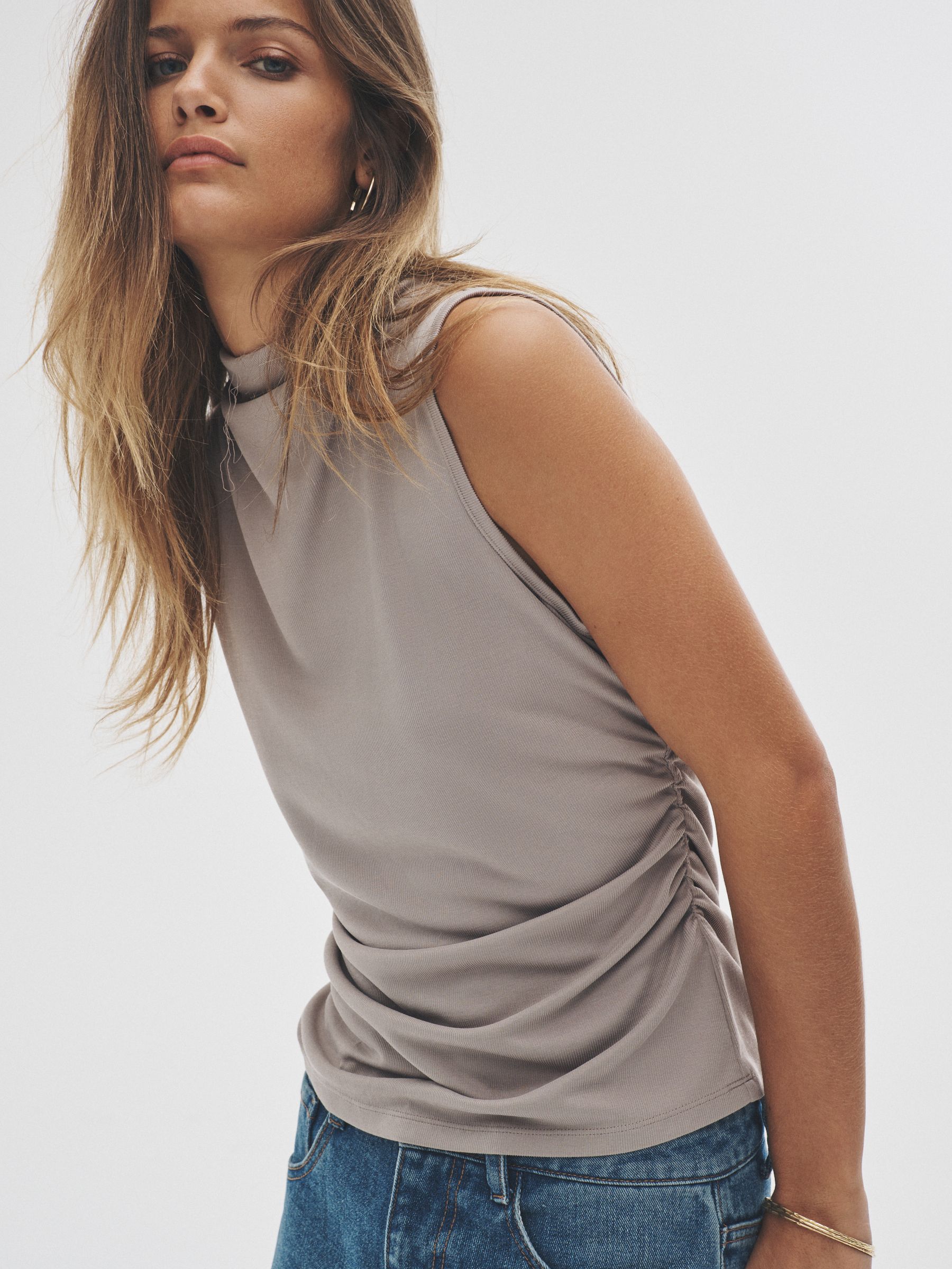 Black/Taupe Brown/Grey - 3 Pack Soft Touch Drape Sleeveless Tops - Image 2 of 13