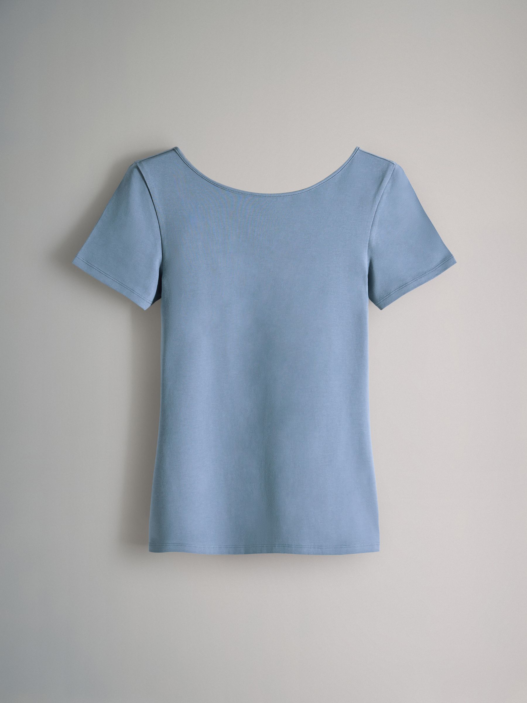 Navy Blue/Chocolate Brown/Brown/Light Blue/Cream - 5 Pack Scoop Back Fittted Short Sleeve T-Shirts - Image 5 of 9