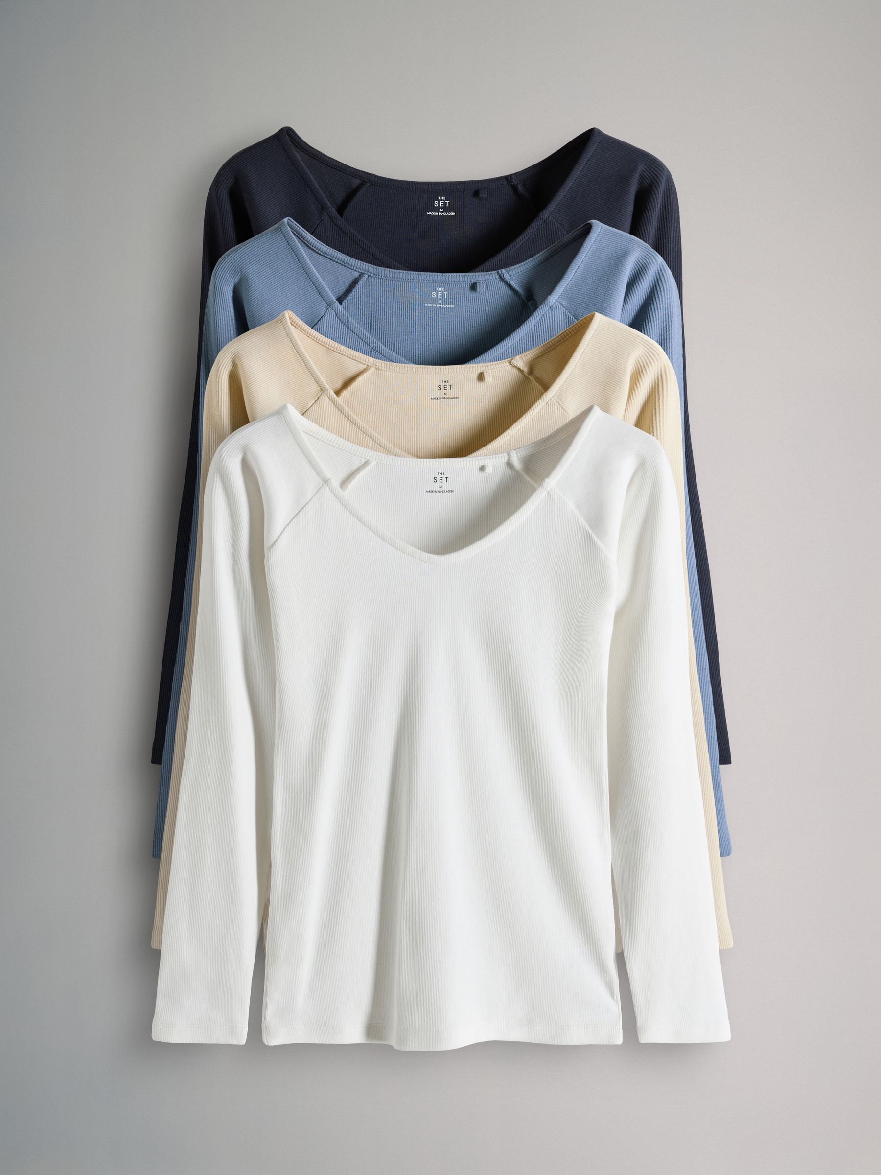 3 Pack Deep V-Neck Ribbed Long Sleeve Tops - Image 2 of 12