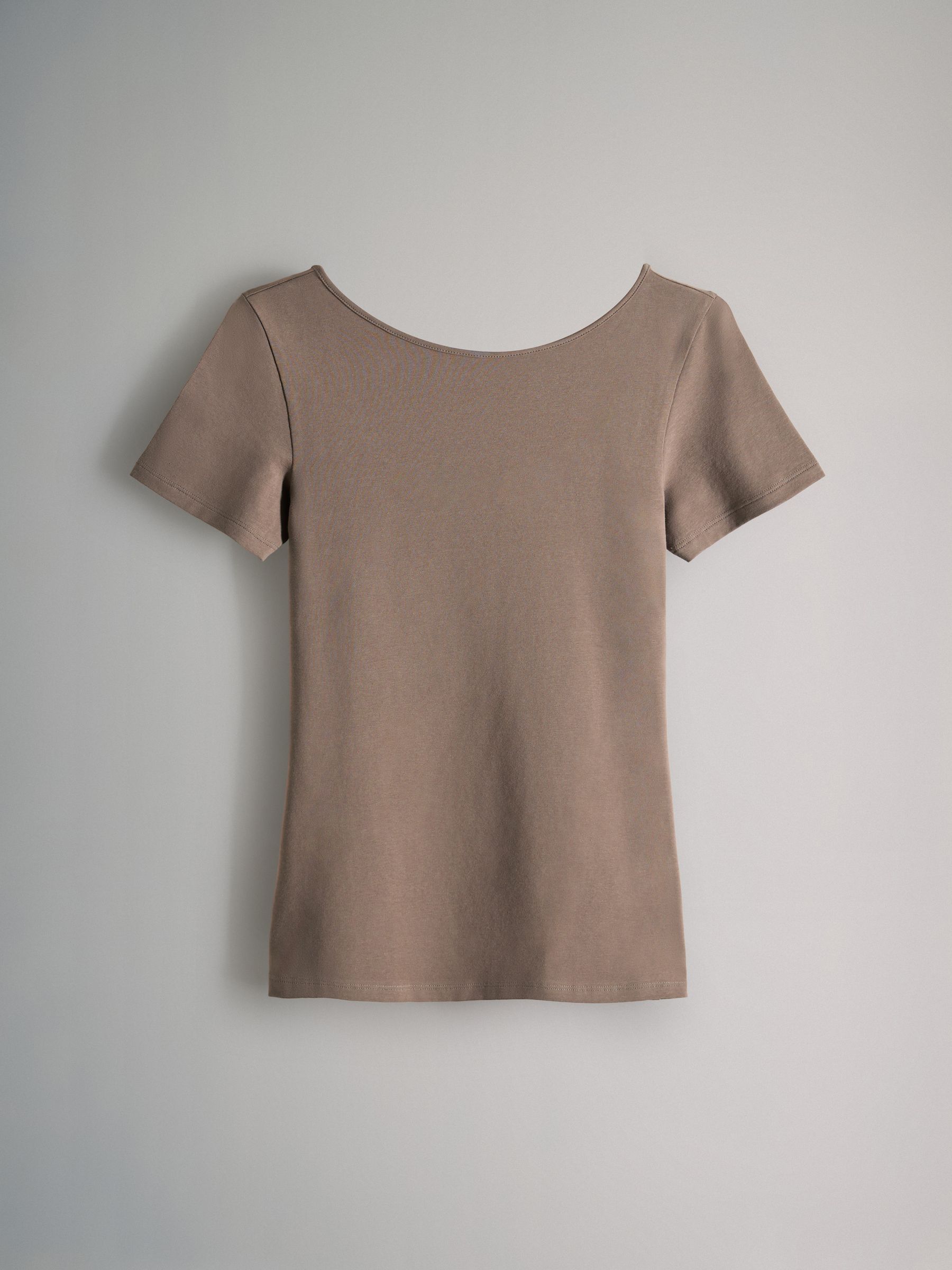 Cream/Taupe Brown/Light Green/Khaki/Black - 5 Pack Scoop Back Fittted Short Sleeve T-Shirts - Image 2 of 8