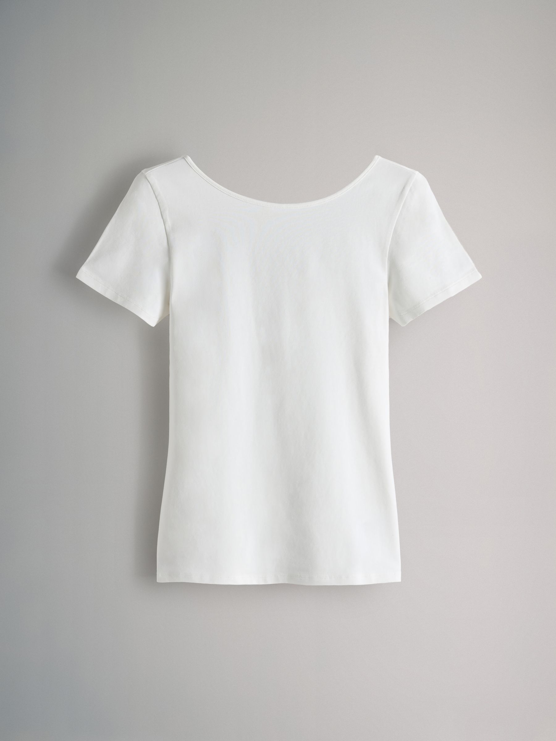 Cream/Taupe Brown/Light Green/Khaki/Black - 5 Pack Scoop Back Fittted Short Sleeve T-Shirts - Image 6 of 8