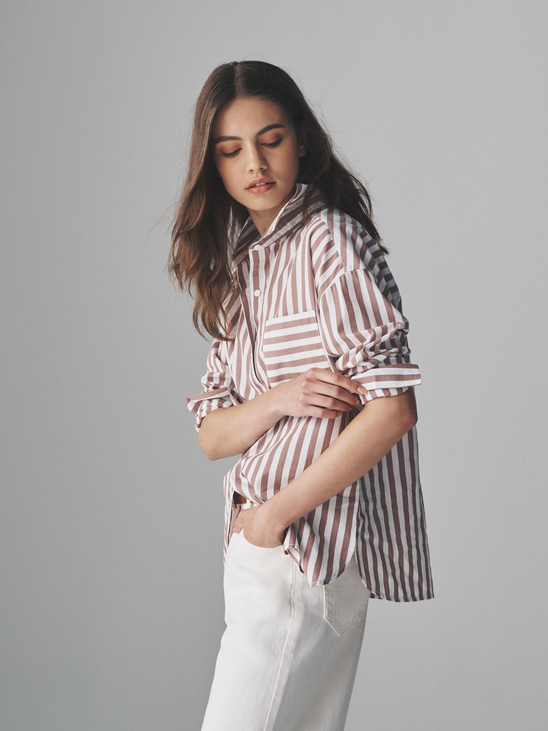 White/Brown Stripe - 2 Pack Oxford Shirt - Image 1 of 8