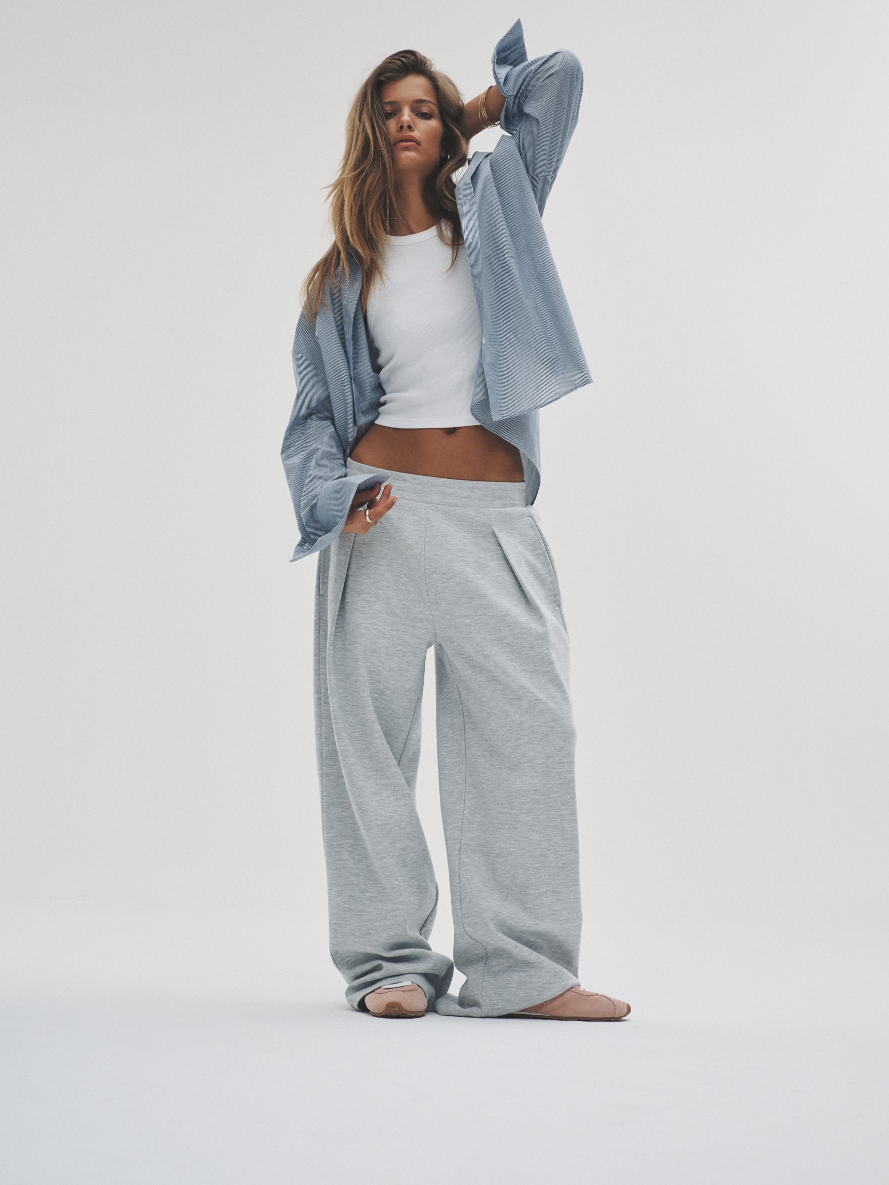 Navy/Grey Marl - 2 Pack Heavyweight Premium Pleat Front Jersey Trousers - Image 1 of 14