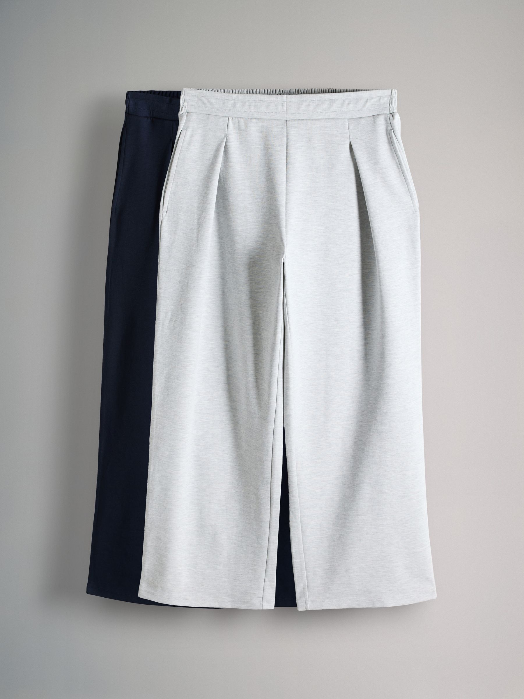 Navy/Grey Marl - 2 Pack Heavyweight Premium Pleat Front Jersey Trousers - Image 2 of 14