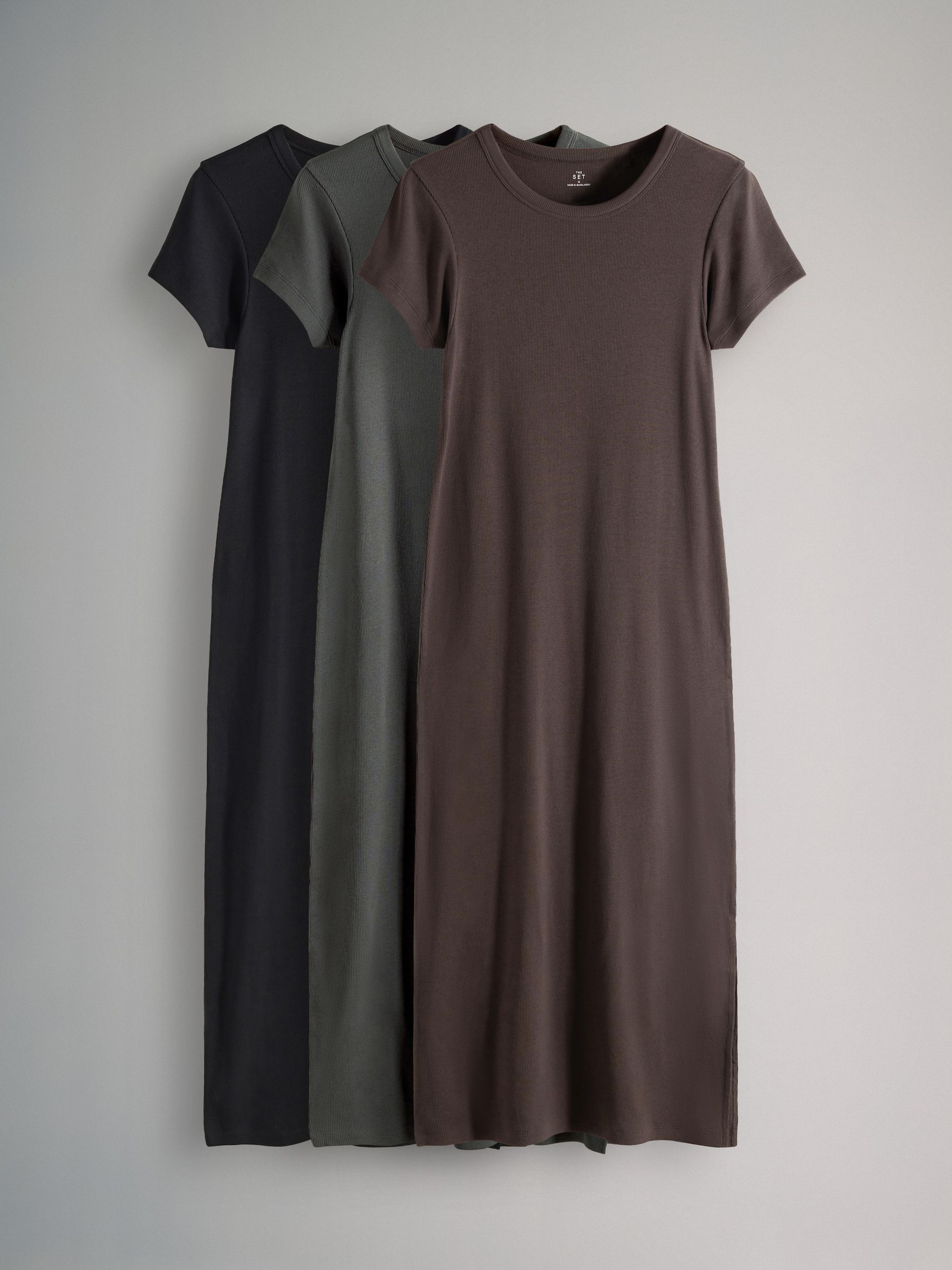 3 Pack Short Sleeve Ribbed Midi Dresses - Image 2 of 11