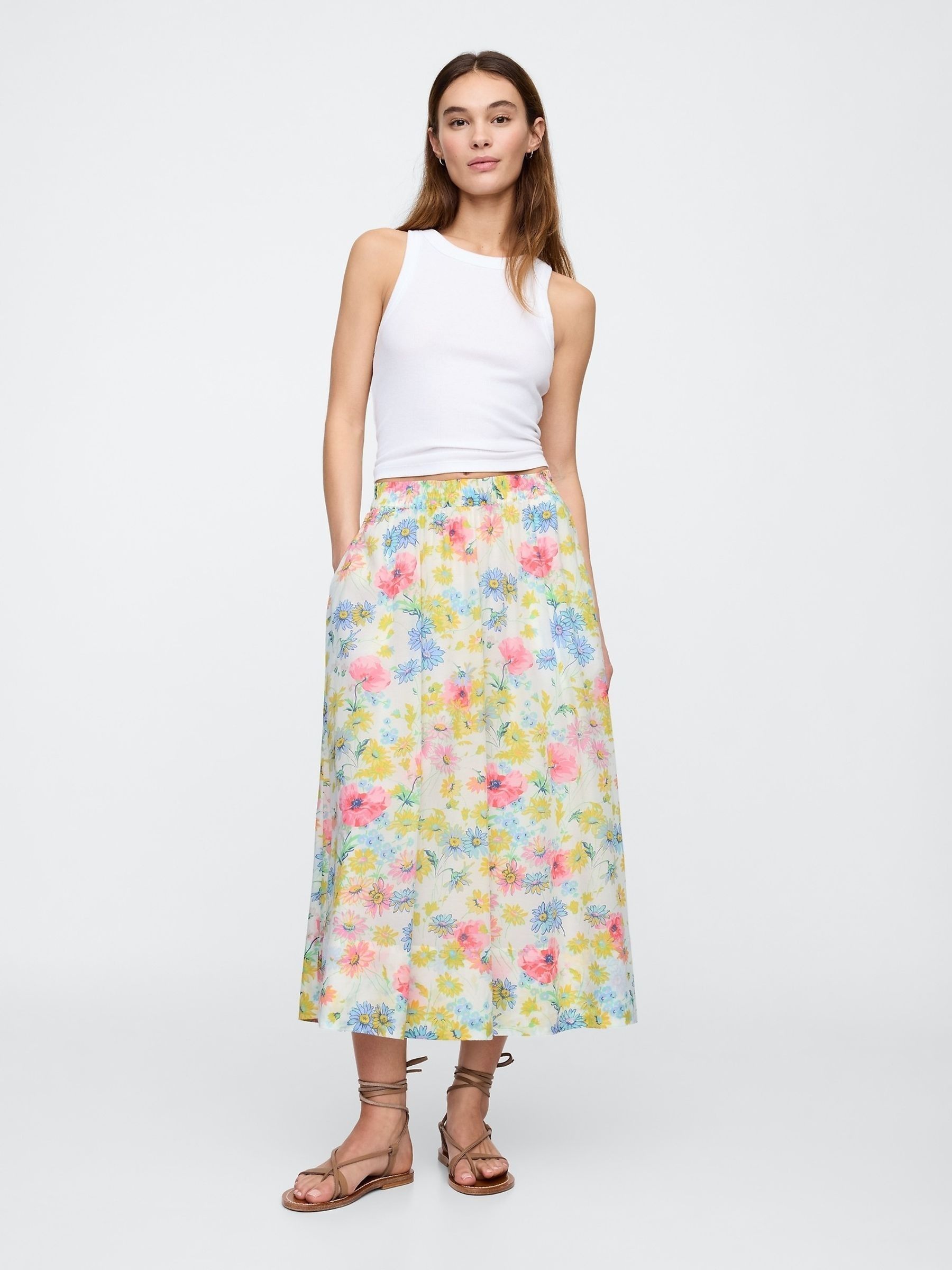 White Floral Maxi Skirt - Image 1 of 5