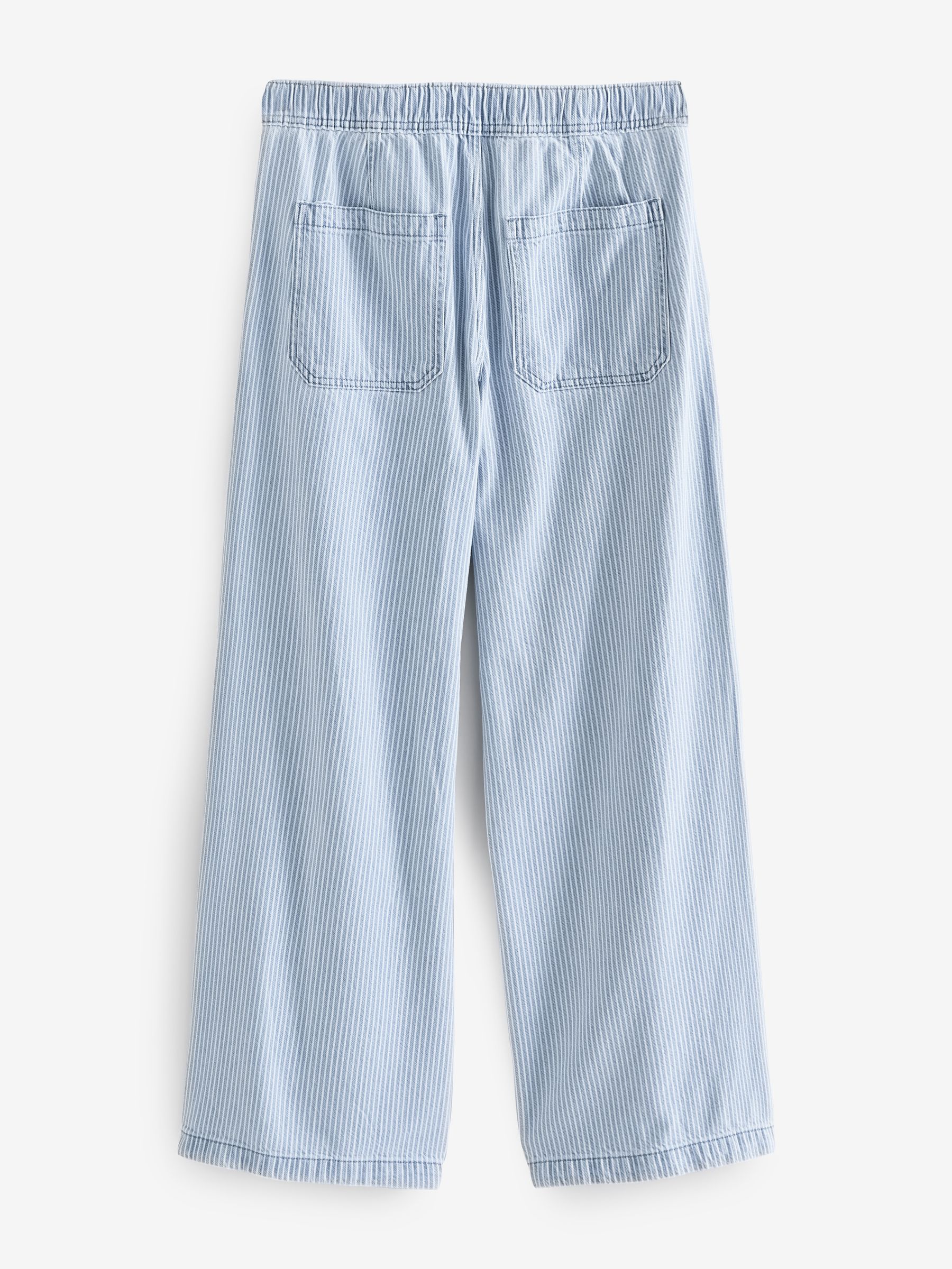 Blue Stripe Mid Rise Pull On Wide Leg Easy Baggy Jeans - Image 2 of 3