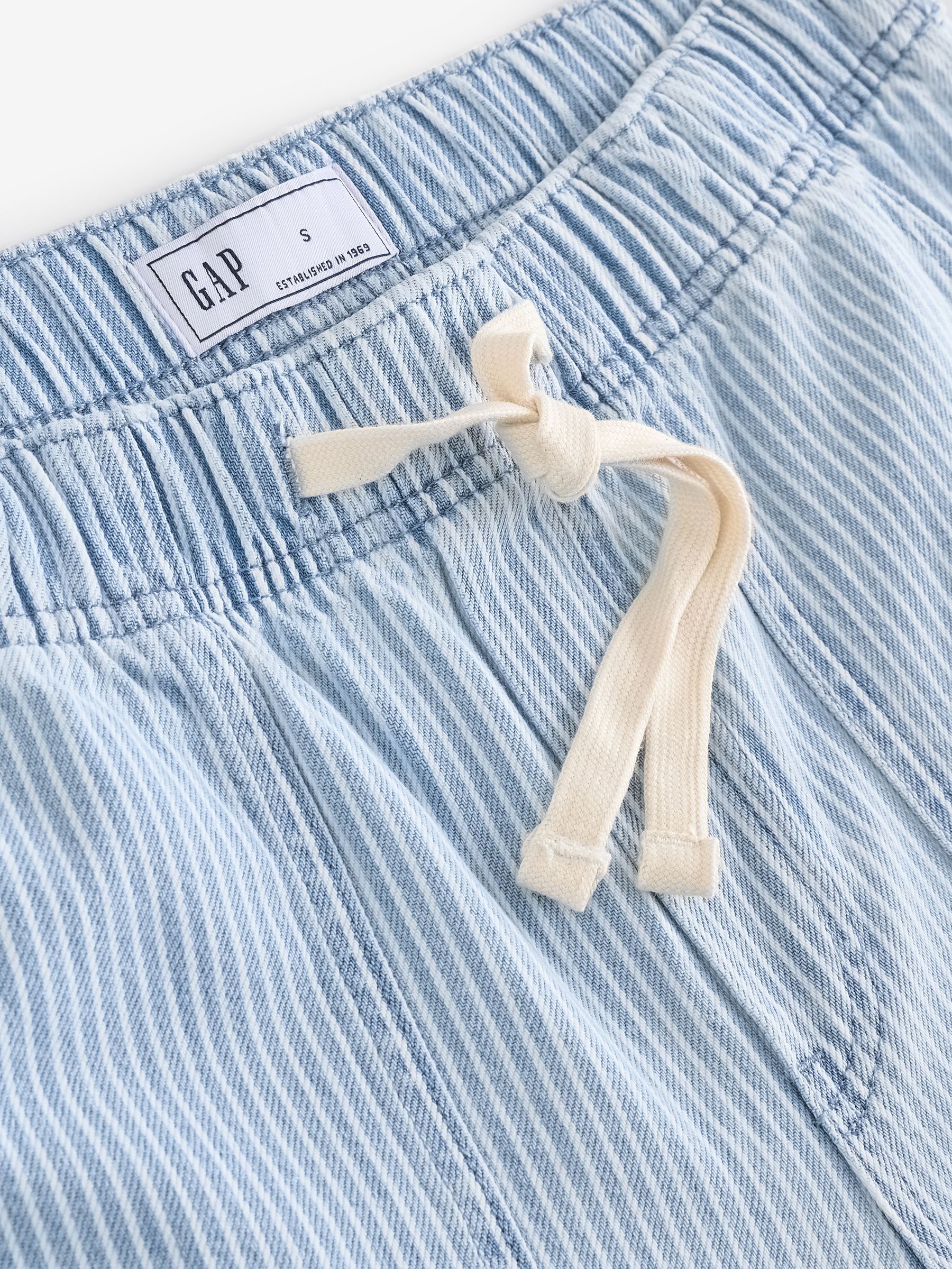 Blue Stripe Mid Rise Pull On Wide Leg Easy Baggy Jeans - Image 3 of 3