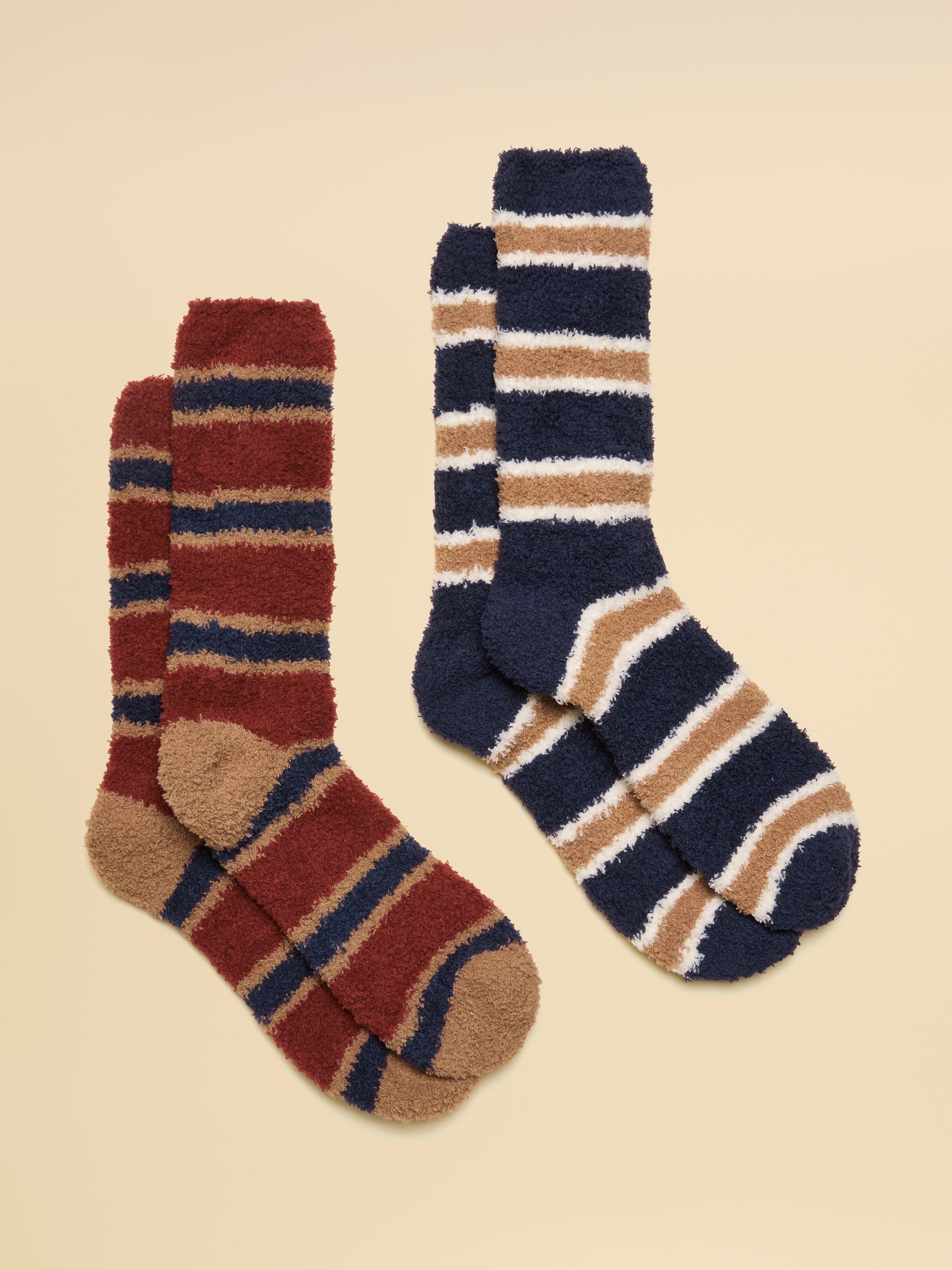 Fluffy Navy/Red Sock 2 Pack - Image 1 of 3