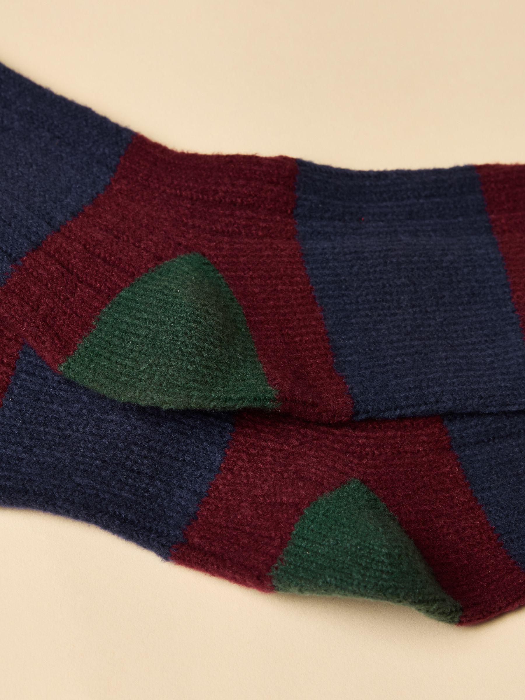 Men's Gibson Burgundy & Navy Cosy Stripe Socks - Image 3 of 3