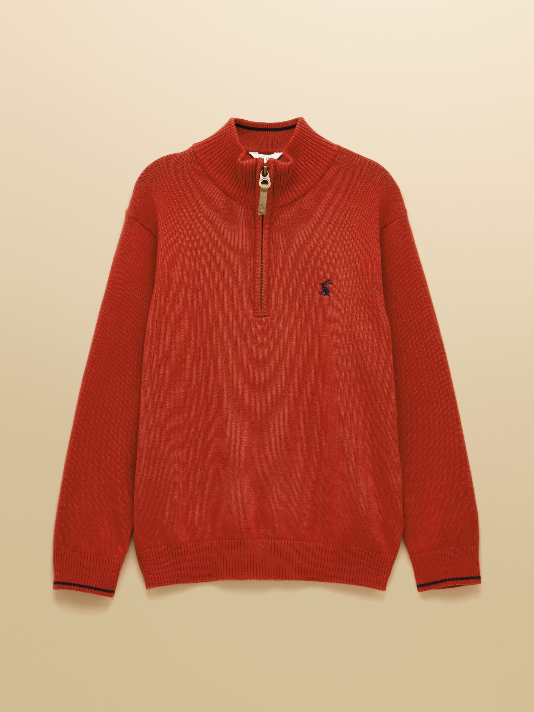 Boys' Hillside Orange Knit Quarter Zip Jumper - Image 3 of 6