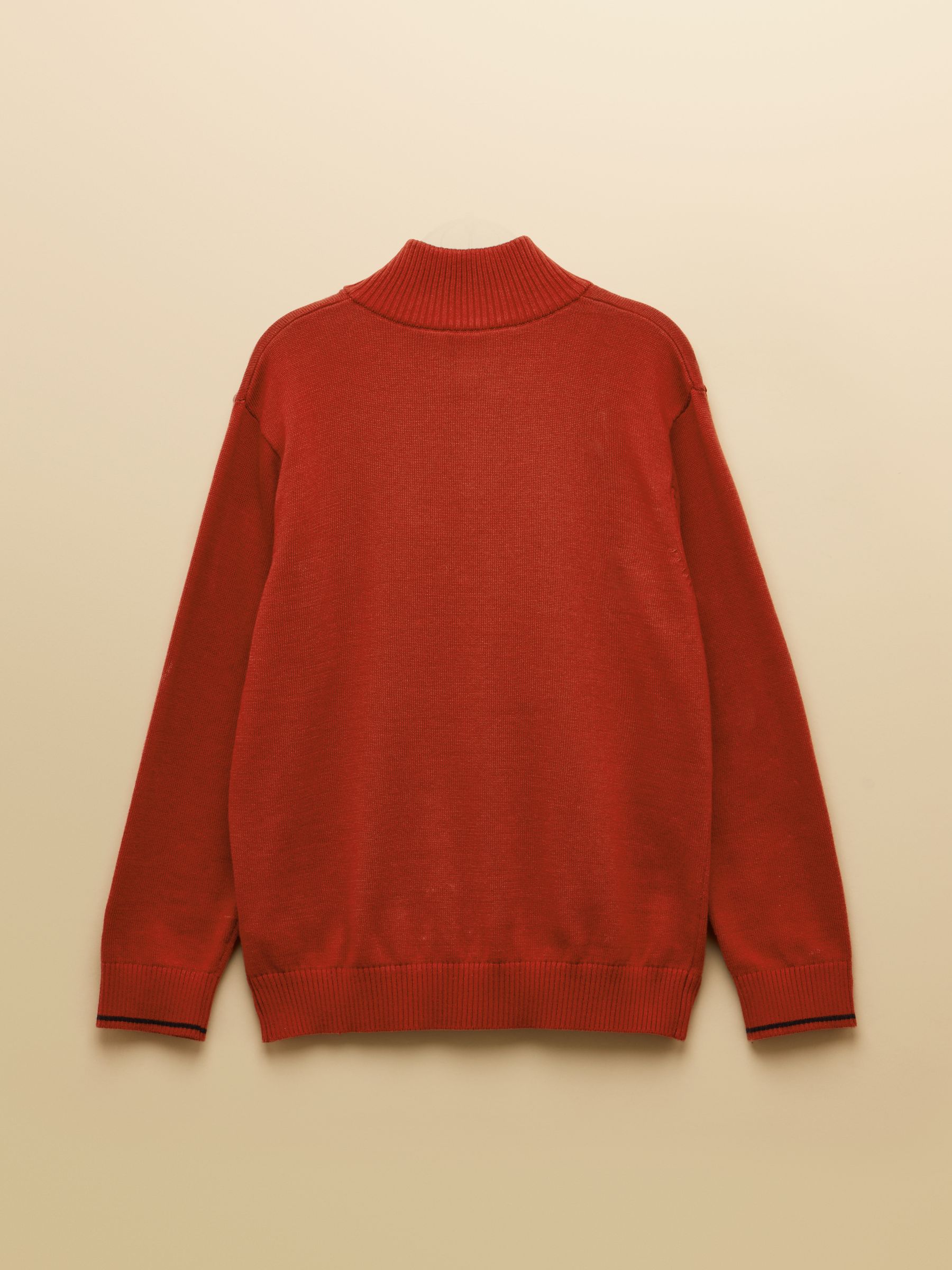 Boys' Hillside Orange Knit Quarter Zip Jumper - Image 4 of 6