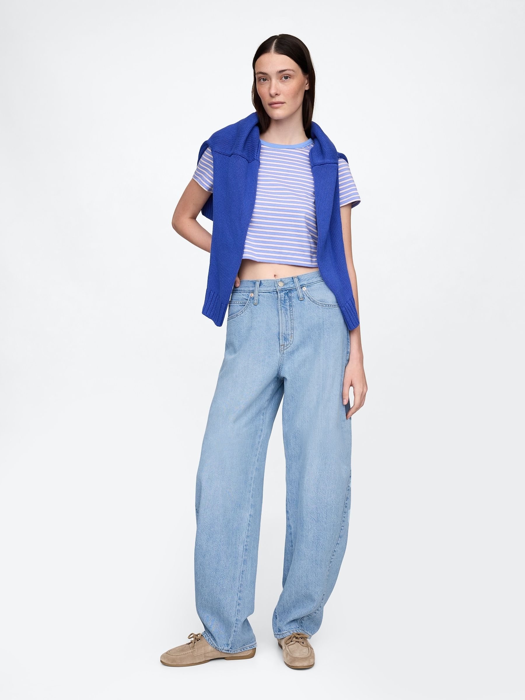 Blue UltraSoft High Waisted Barrel Jeans - Image 1 of 6