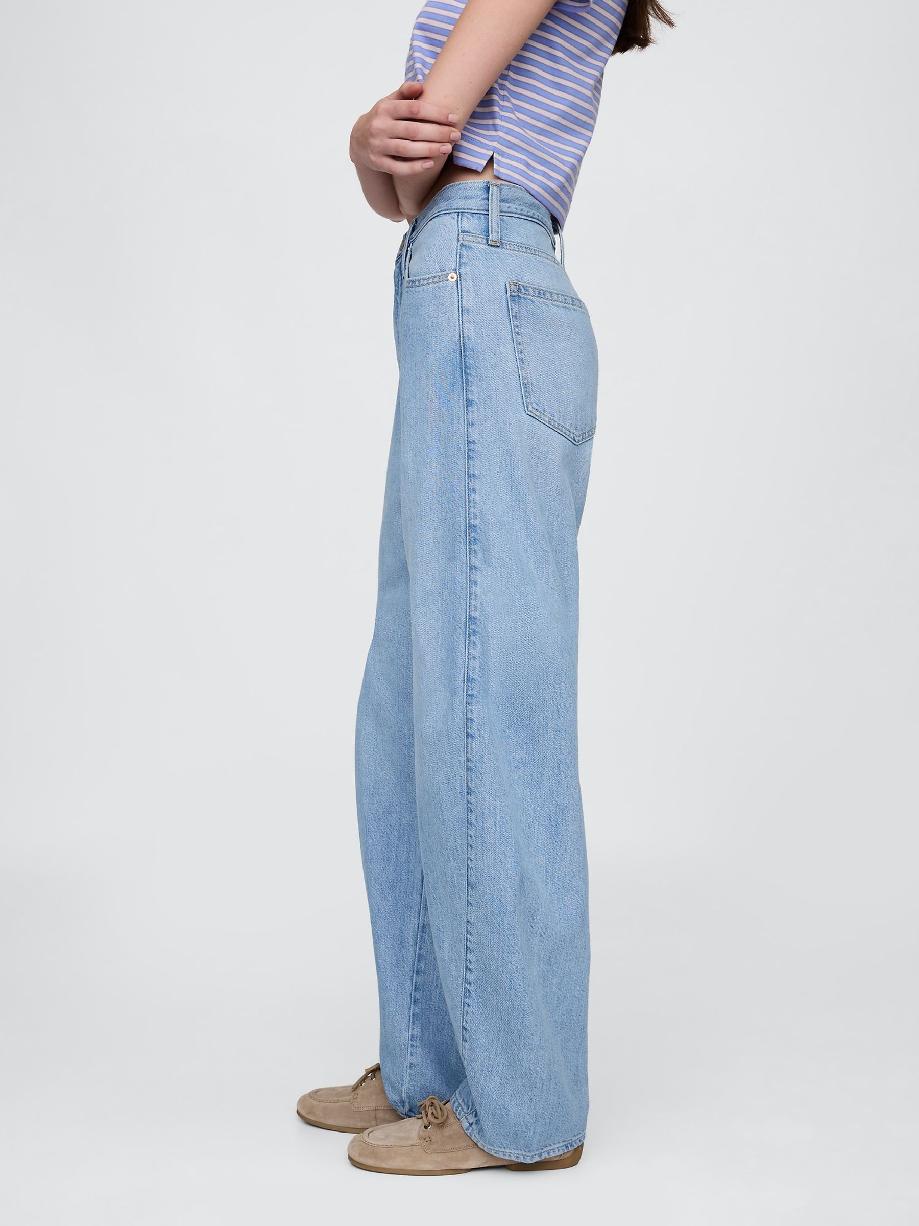 Blue UltraSoft High Waisted Barrel Jeans - Image 4 of 6