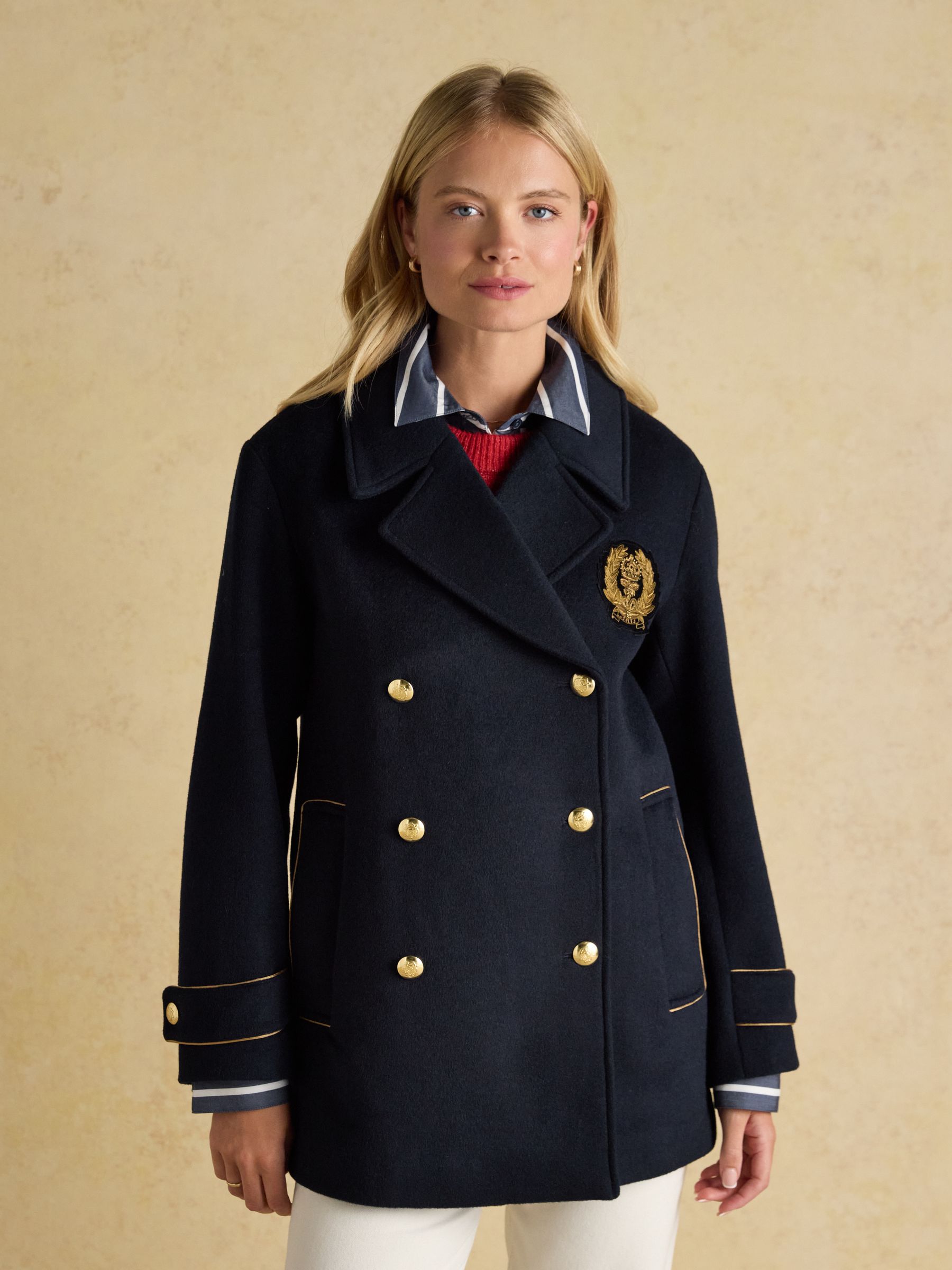 Belchamp Navy Wool Blend Peacoat with Beaded Badge - Image 4 of 11