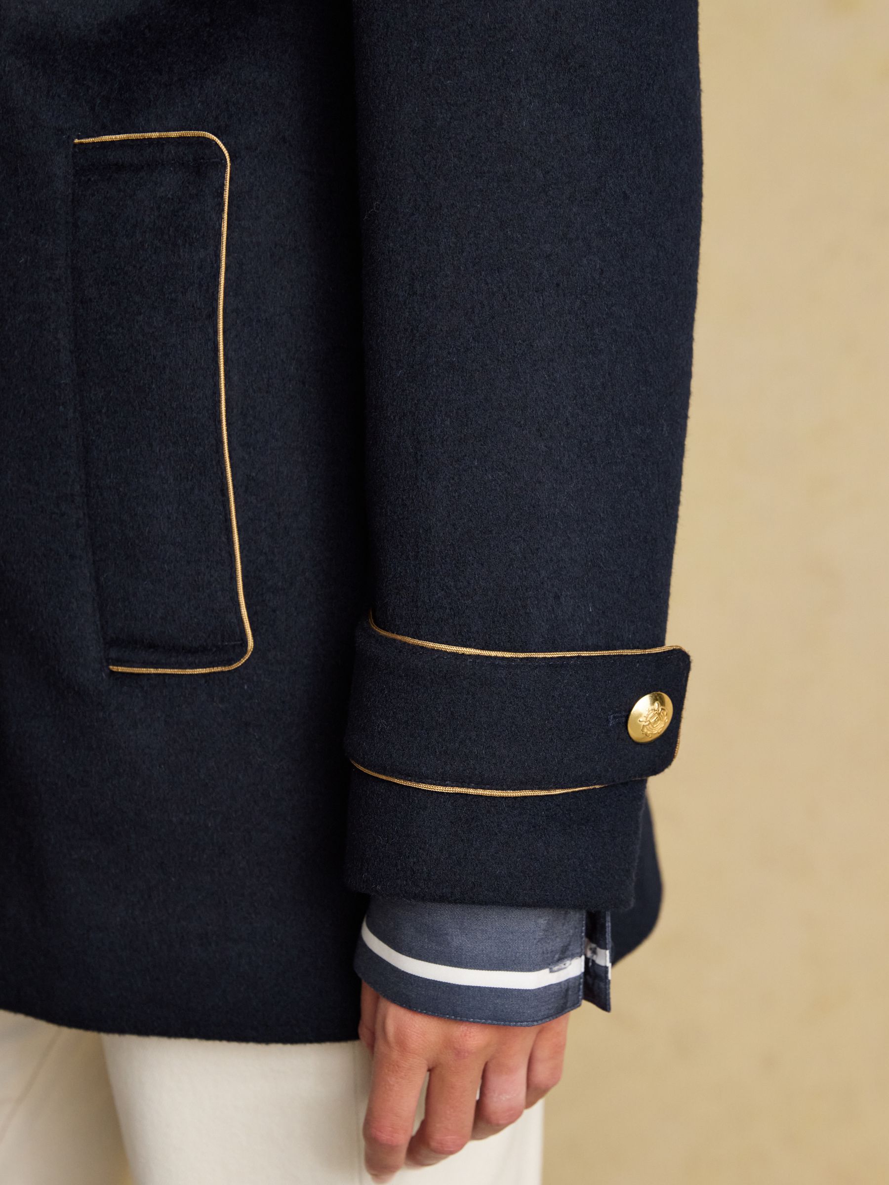 Belchamp Navy Wool Blend Peacoat with Beaded Badge - Image 7 of 11