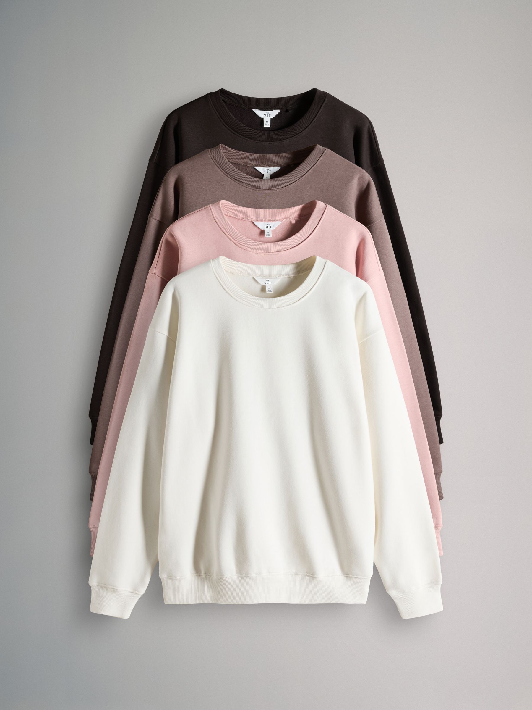 Chocolate Brown/Taupe Brown/Dusty Pink/Cream - 4 Pack Relaxed Crew Neck Sweatshirt - Image 1 of 7