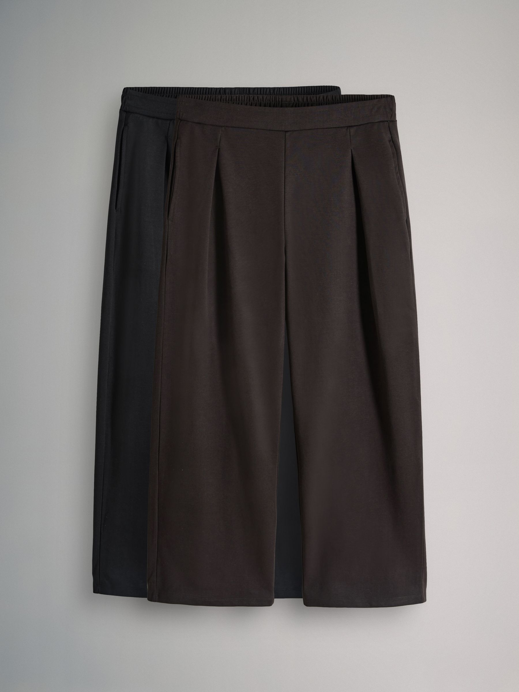 Brown/Black - 2 Pack Heavyweight Premium Pleat Front Jersey Trousers - Image 2 of 10