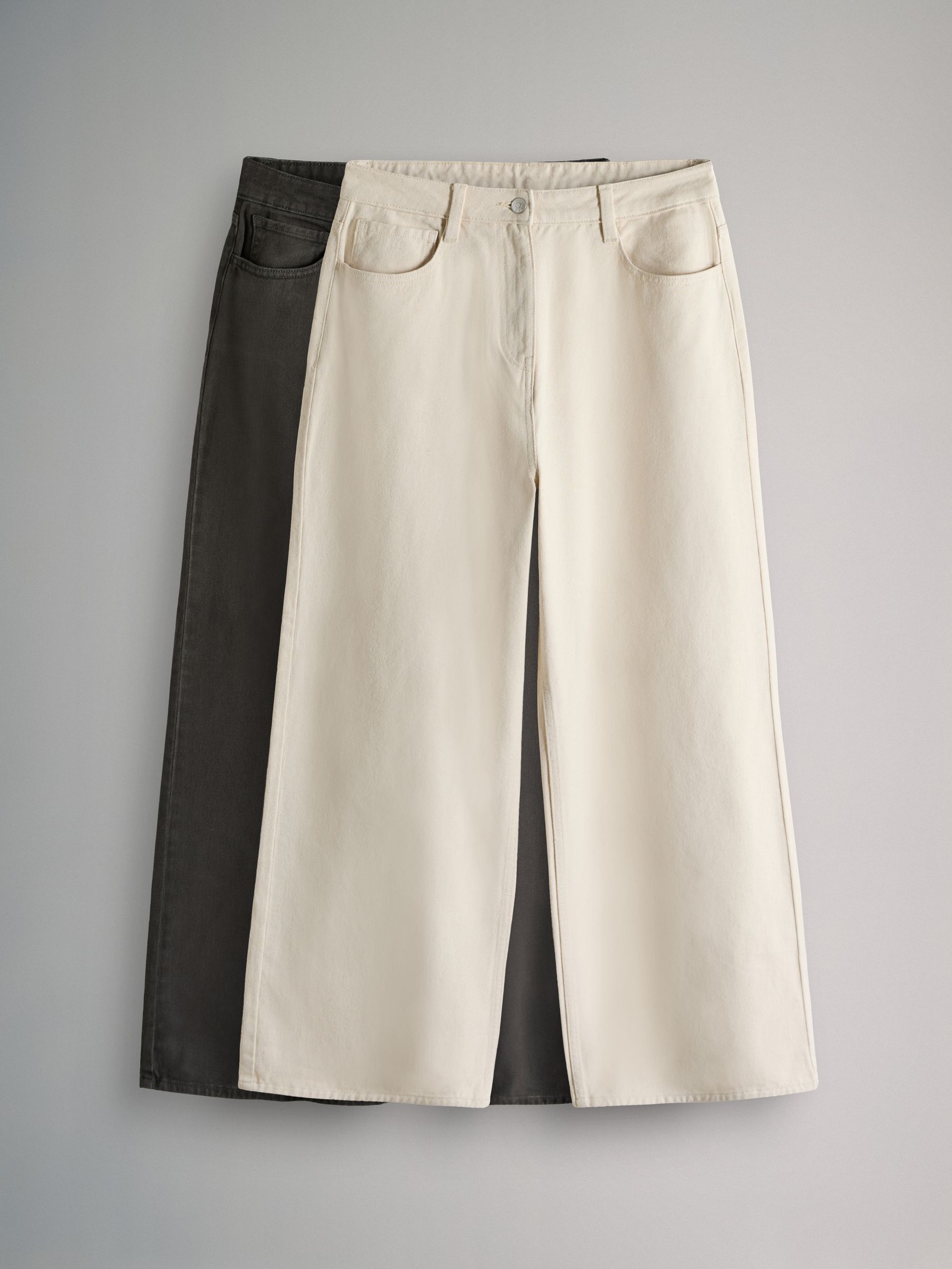 Cream/Chocolate Brown - 2 Pack Denim Straight Leg Jeans - Image 1 of 5