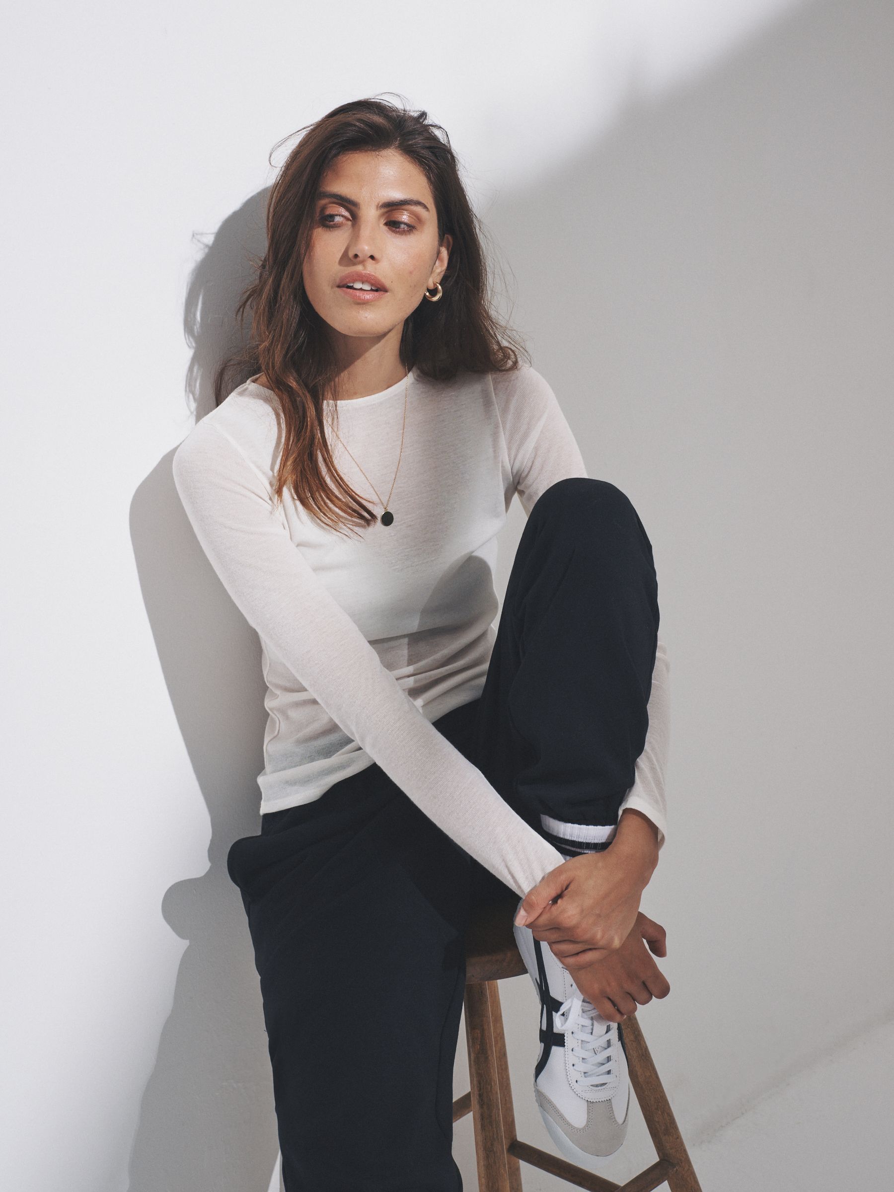 Cream/Brown/Navy Blue - 3 Pack Sheer Long Sleeve T-Shirts - Image 2 of 6 Cream/Brown/Navy Blue - 3 Pack Sheer Long Sleeve T-Shirts - Image 2 of 6