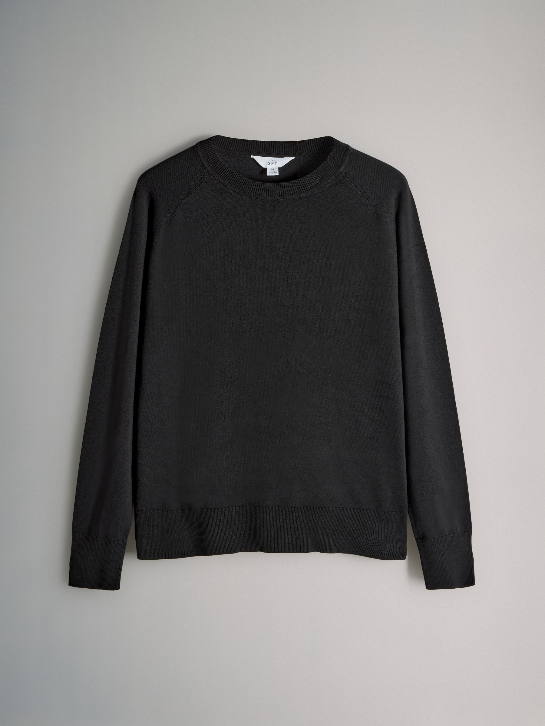 Black/Charcoal/Grey/Black & Cream Stripe - 4 Pack Fine Knit Crew Neck Jumpers - Image 2 of 7