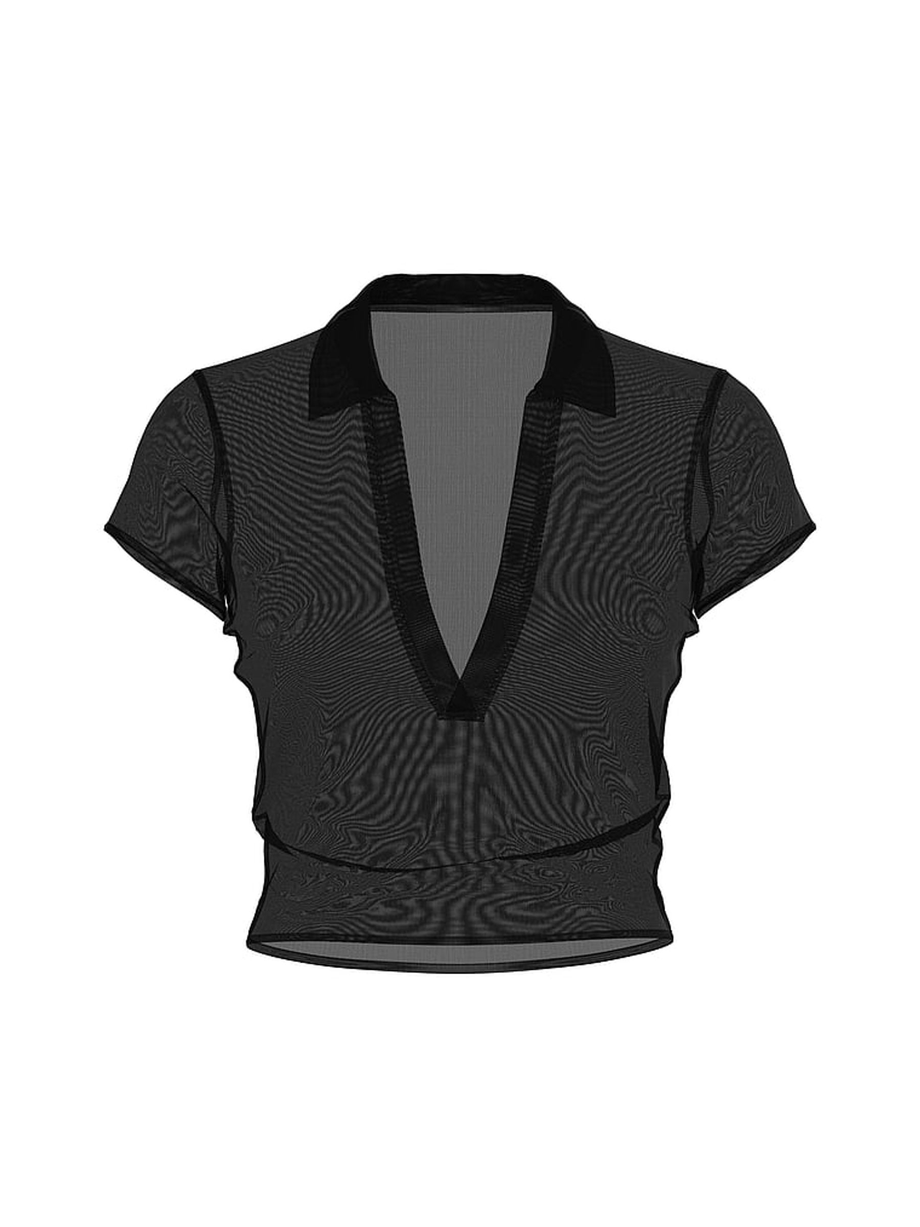 Black Mesh Cover Up Crop Top - Image 3 of 3
