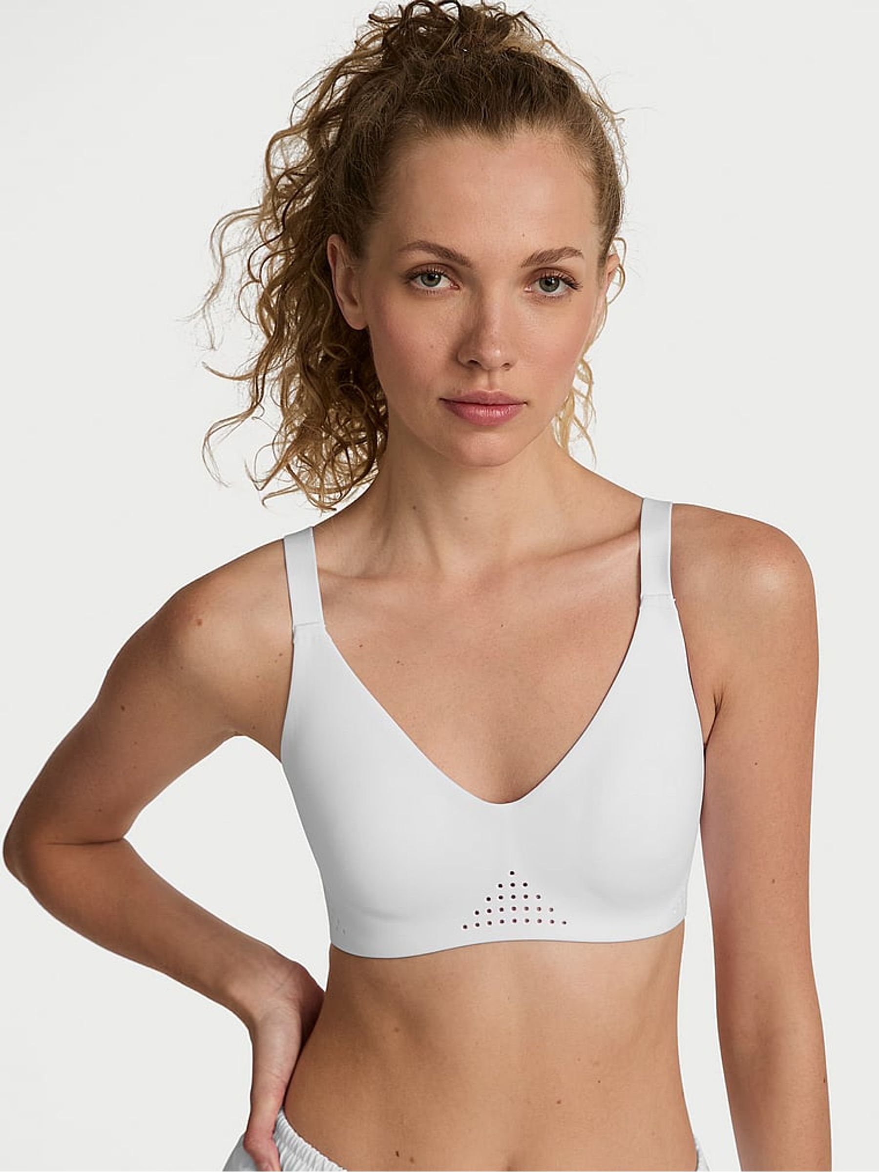 White VSX Featherweight™ Medium V-Neck Sports Bra - Image 1 of 3