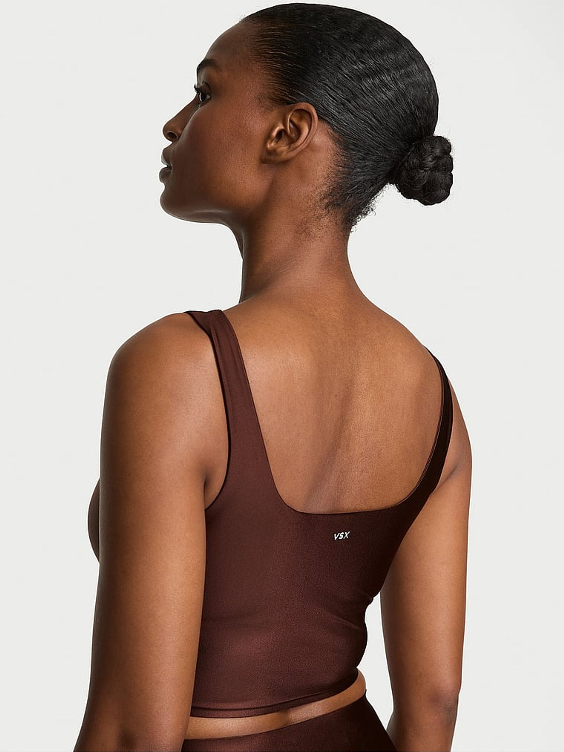 Ganache Brown VSX GlossyTech™ Square Neck Bra Top - Image 2 of 3