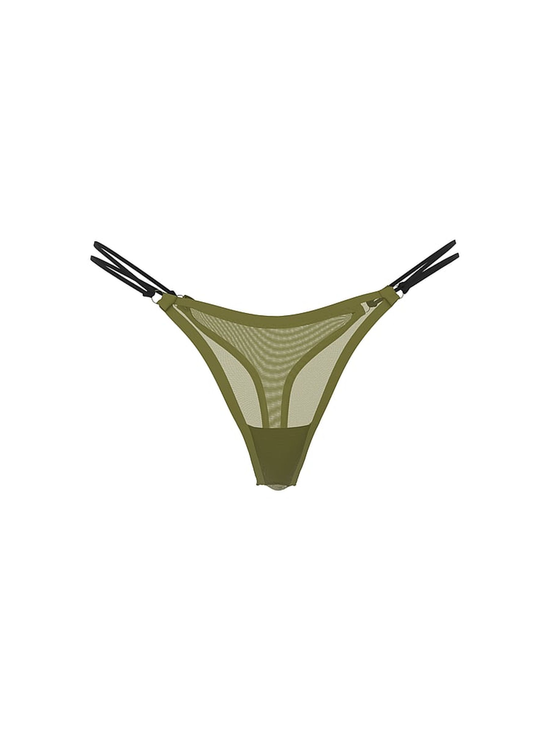 Olive Green Mini Scoop Thong Logo Mesh Knickers - Image 3 of 3 Olive Green Mini Scoop Thong Logo Mesh Knickers - Image 3 of 3