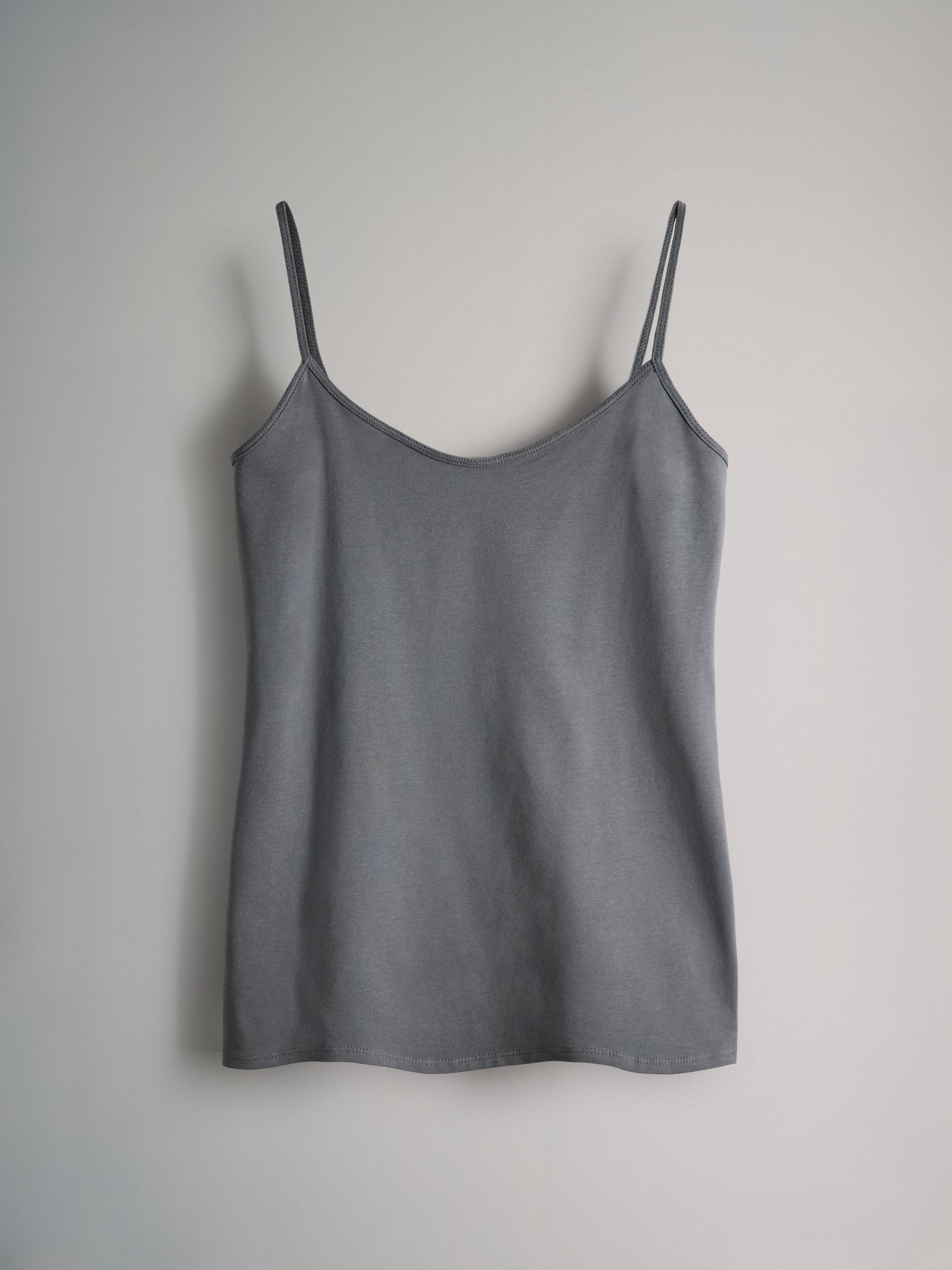 Black/Grey/MidBlue/Blue/Grey Marl/Light Grey/White - 7 Pack Thin Strap Vest Tops - Image 5 of 9
