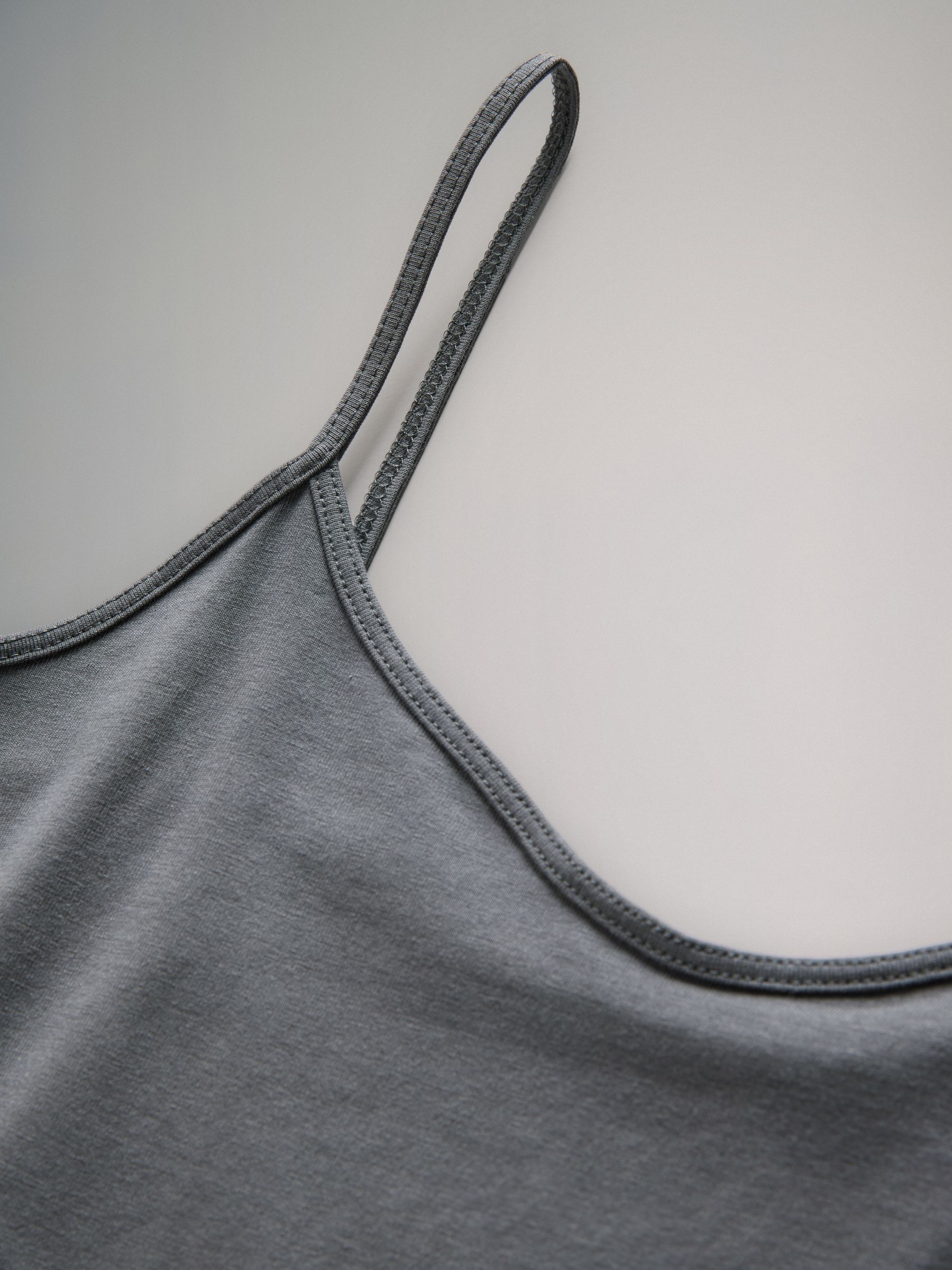 Black/Grey/MidBlue/Blue/Grey Marl/Light Grey/White 7 Pack Thin Strap Vest Tops - Image 6 of 6