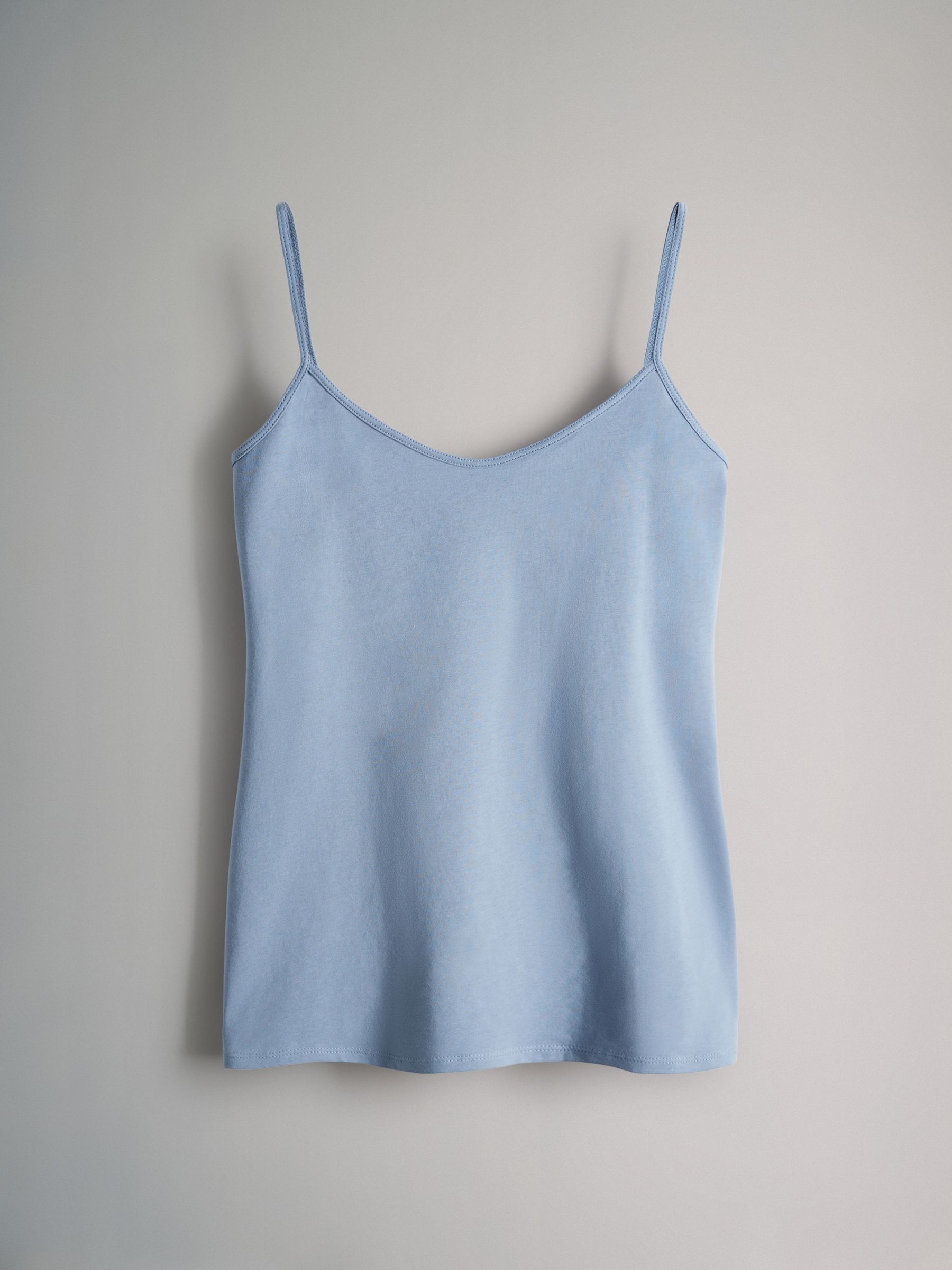 Black/Grey/MidBlue/Blue/Grey Marl/Light Grey/White - 7 Pack Thin Strap Vest Tops - Image 7 of 9