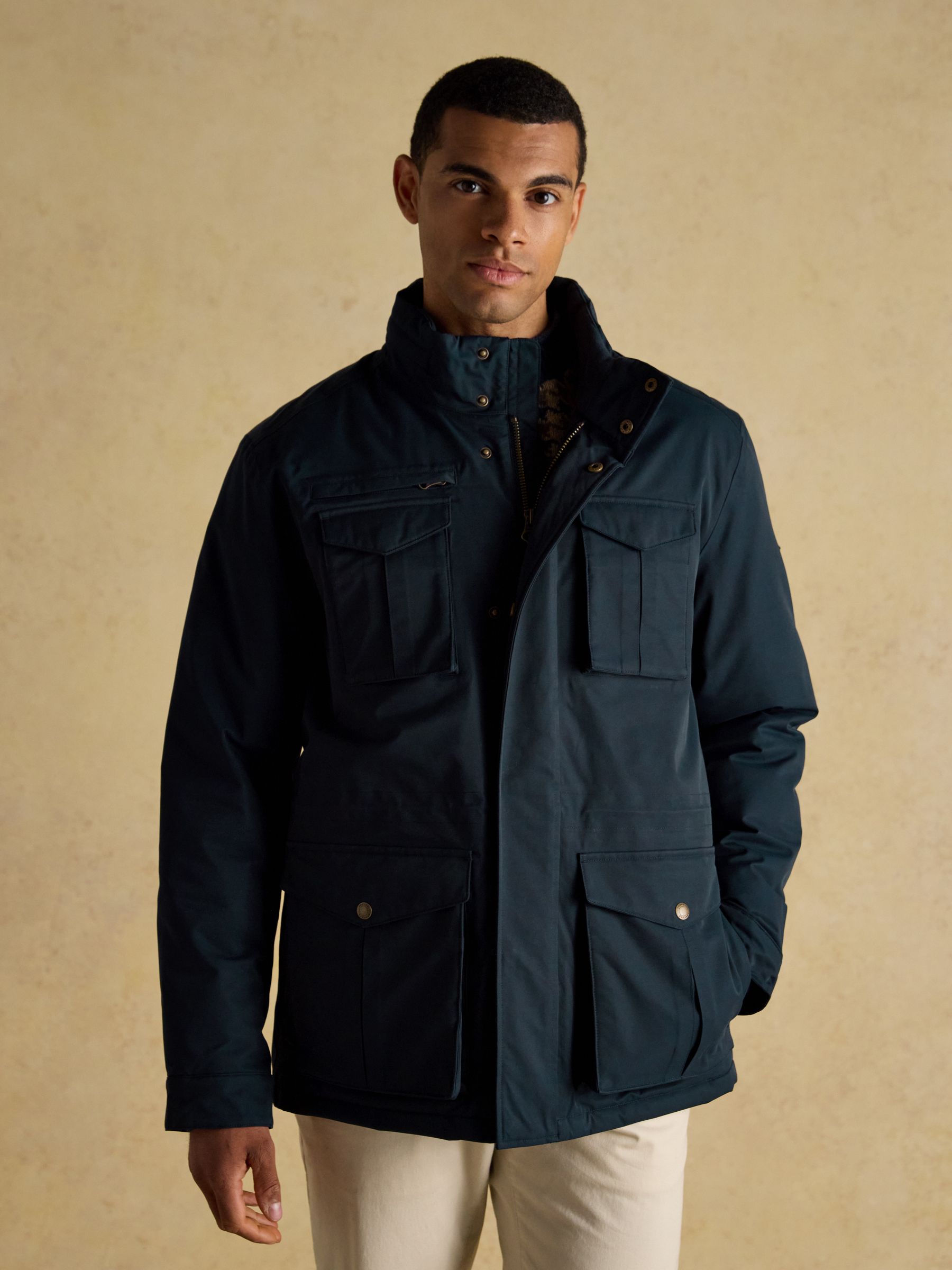 Beckett Navy Waterproof Field Coat With Packable Hood - Image 1 of 13