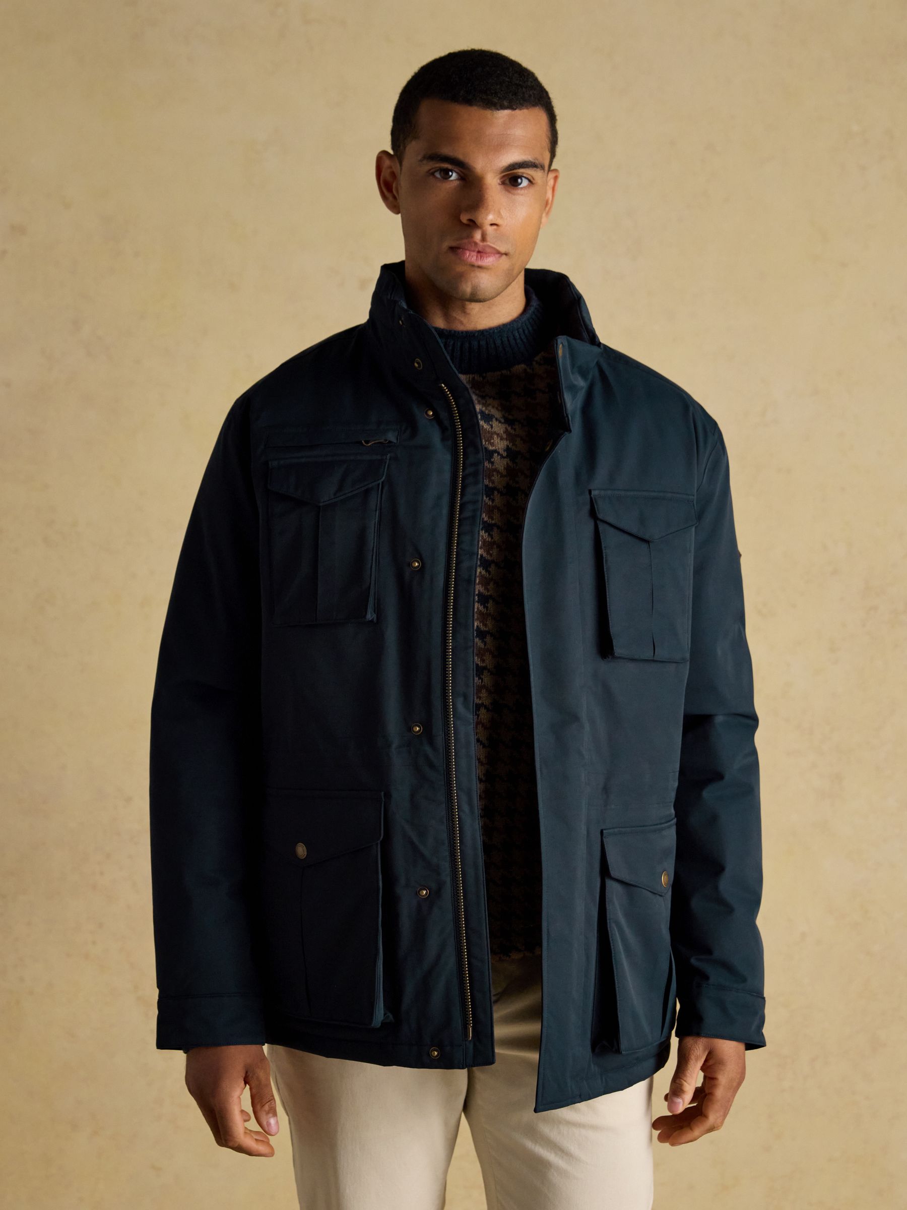 Beckett Navy Waterproof Field Coat With Packable Hood - Image 4 of 13