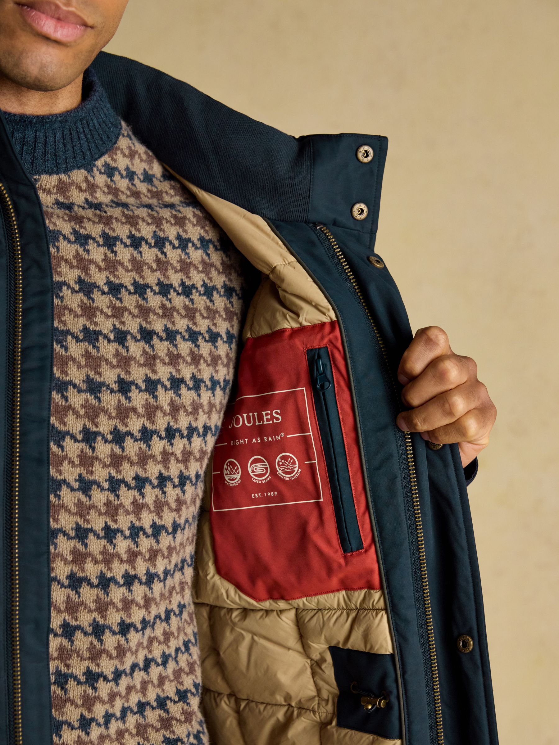 Beckett Navy Waterproof Field Coat With Packable Hood - Image 5 of 13