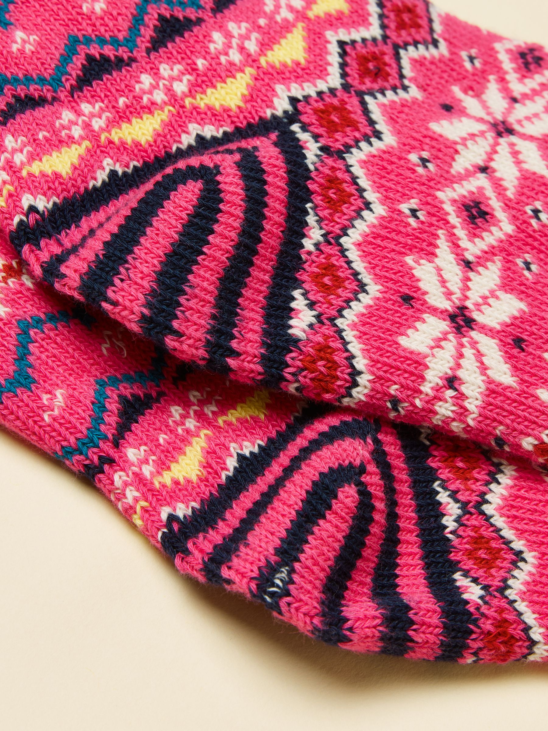 Women's Lucille Pink Fair Isle Cotton Blend Socks (size 4-8) - Image 3 of 3