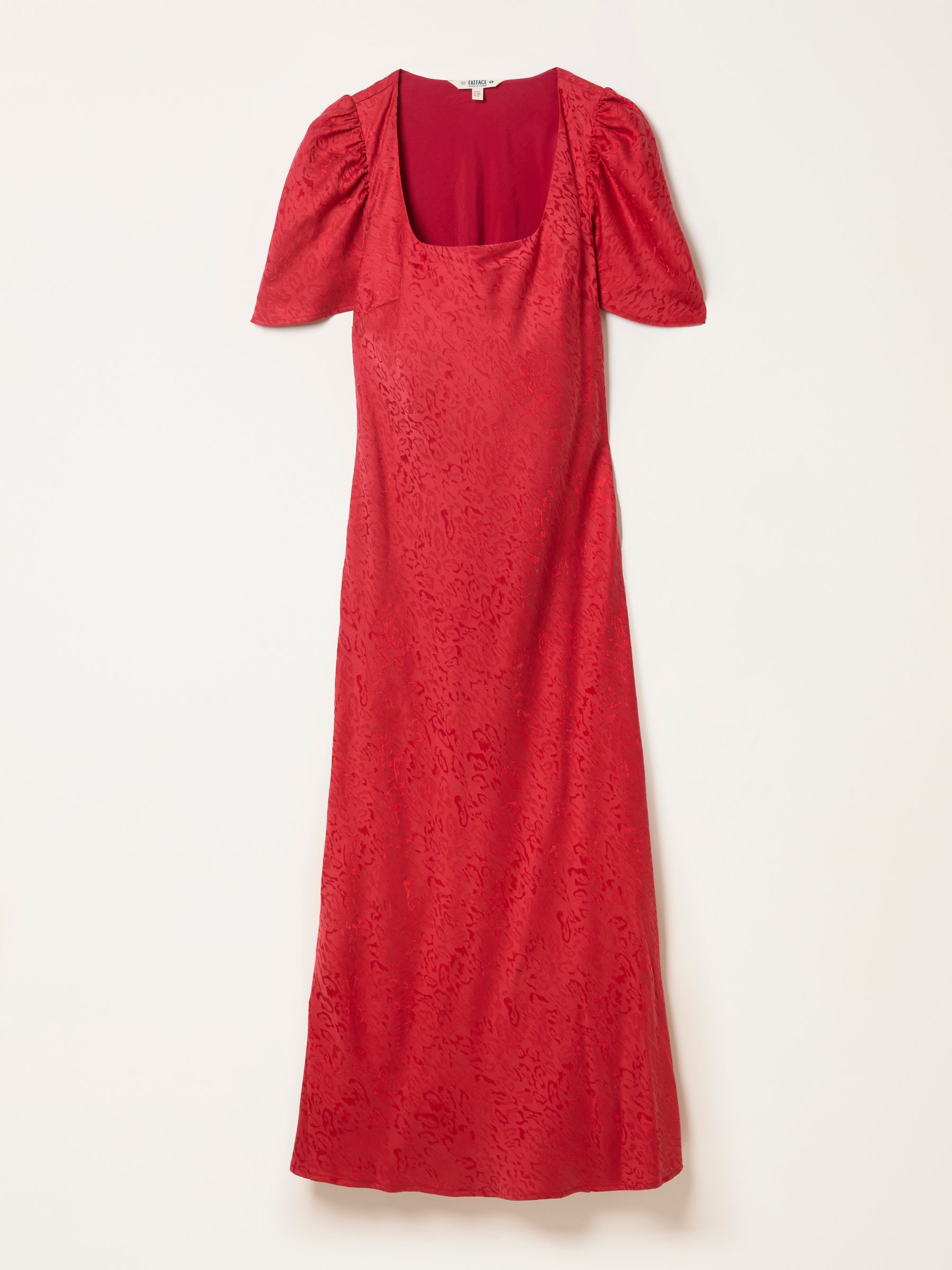 Luna Red Regular Square Neck Jacquard Midi Dress - Image 4 of 4