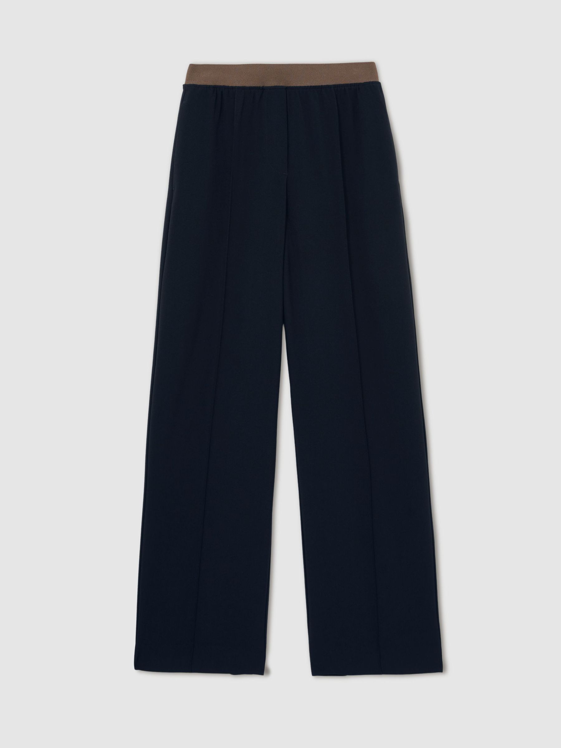 Petite Wide-Leg Elasticated-Waist Trousers in Navy - image 1
