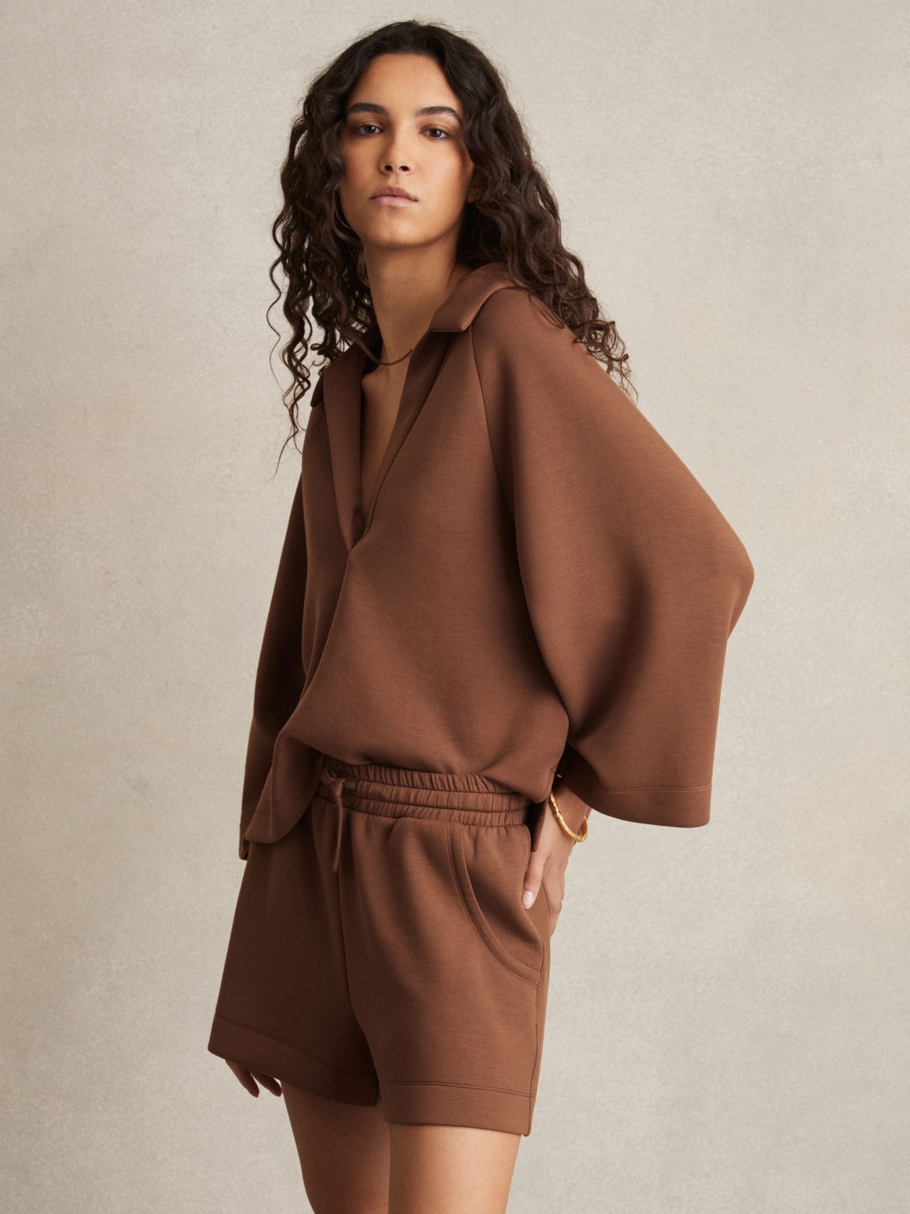Modal-Blend Jersey Shorts in Toffee Brown - Image 1 of 6